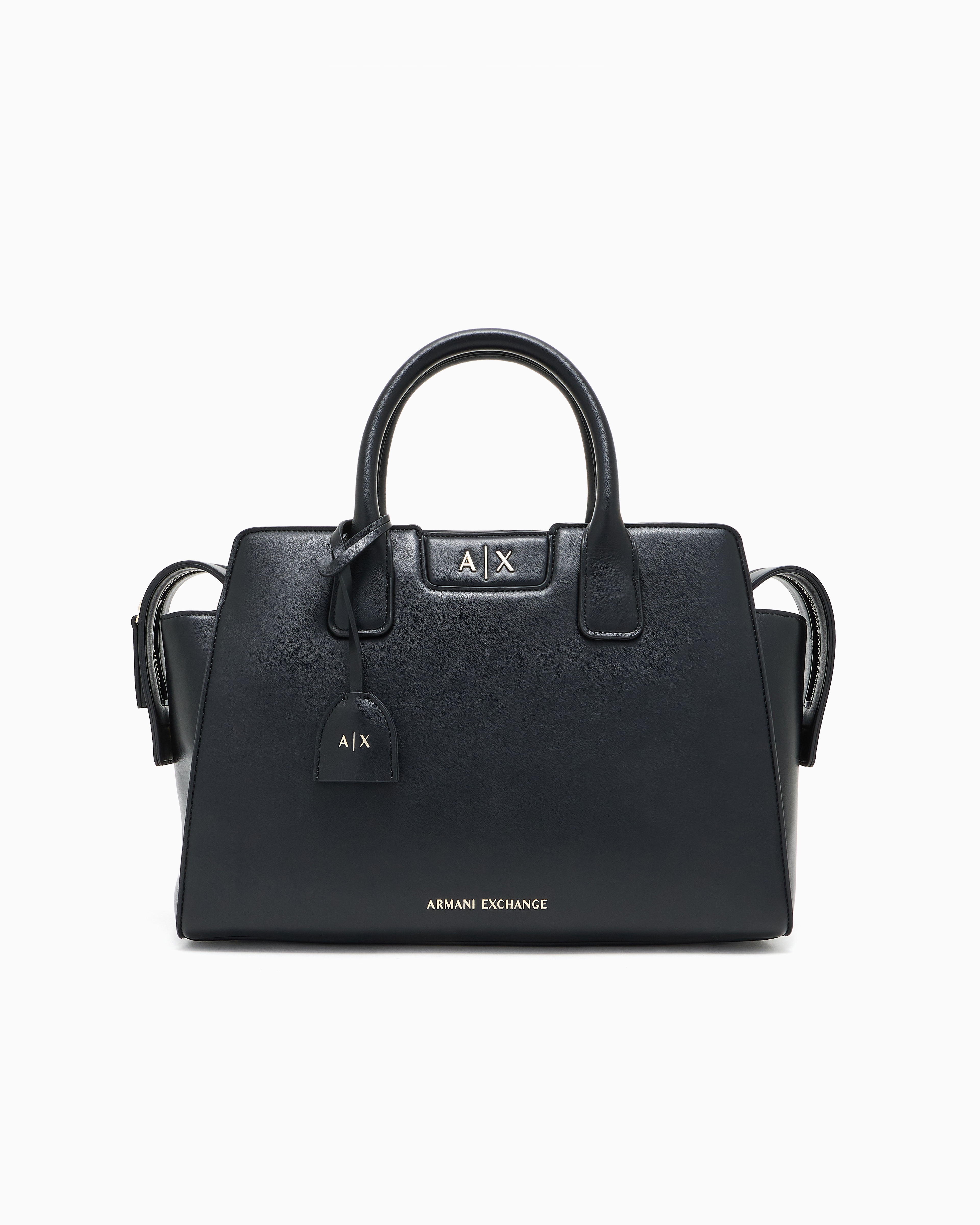 Armani Exchange Black Top Handles In Technical Fabric