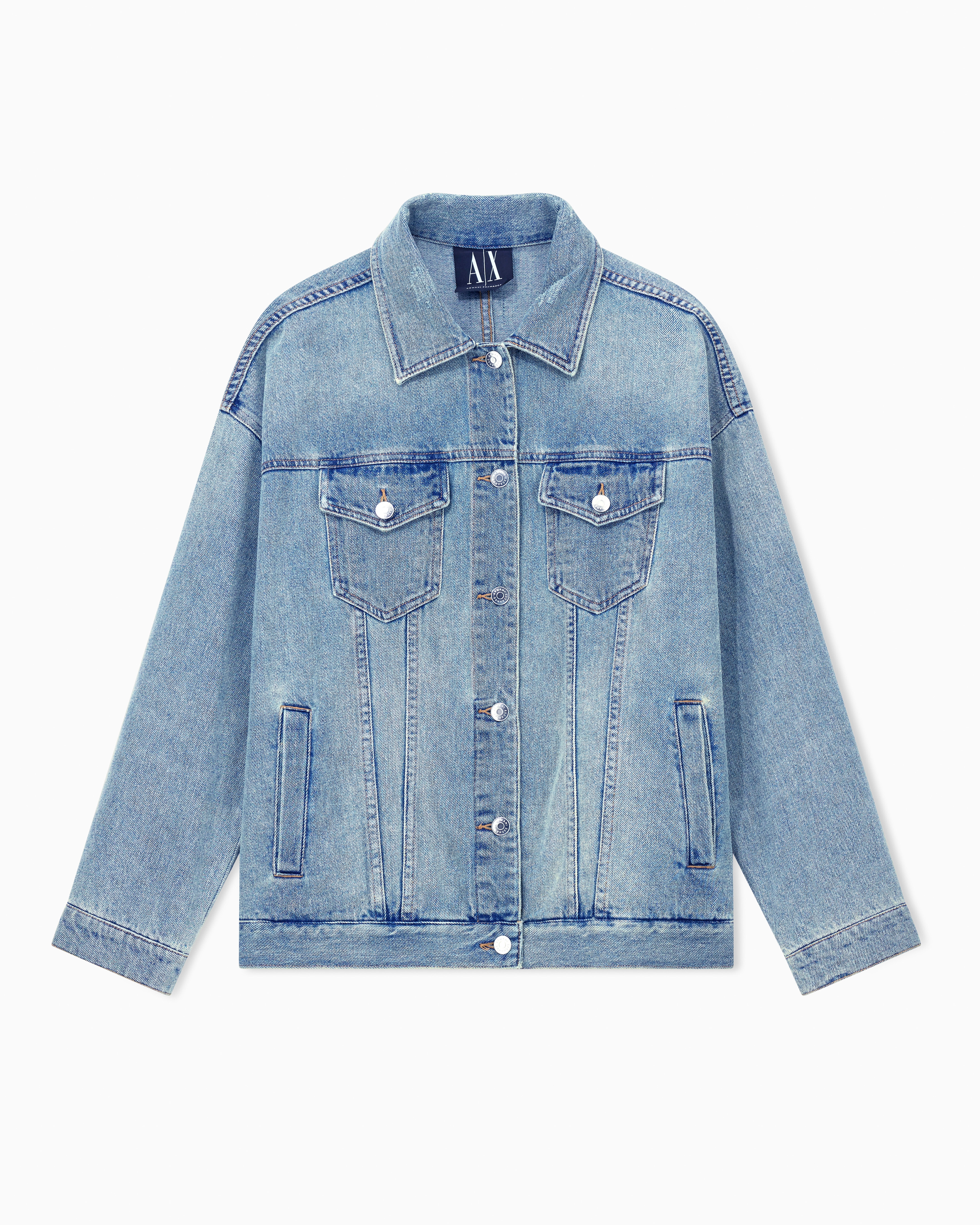 Armani Exchange Blue Rigid Indigo Denim Jacket