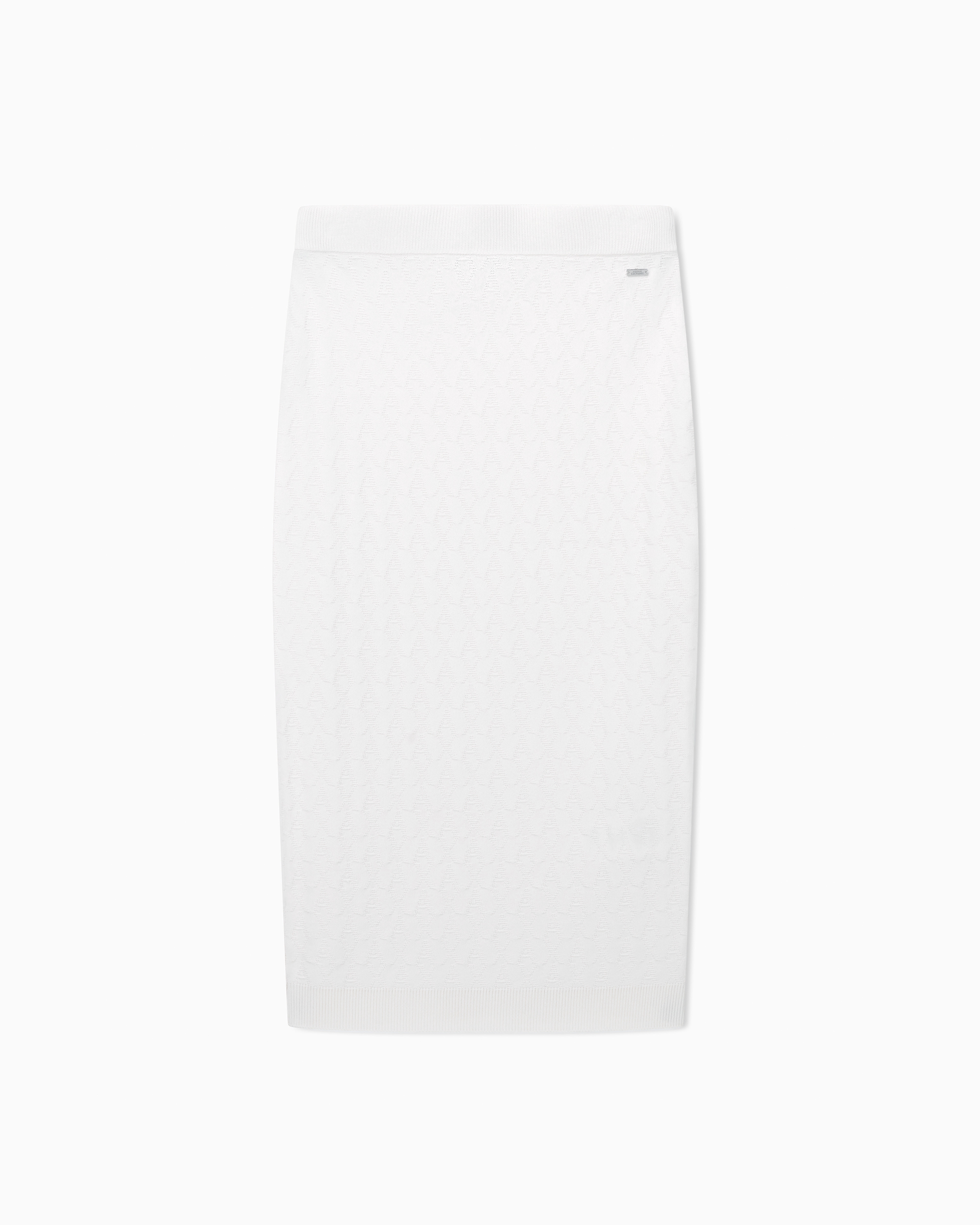 Armani Exchange Gonna Midi A Tubino Con Logo Ricamato Allover