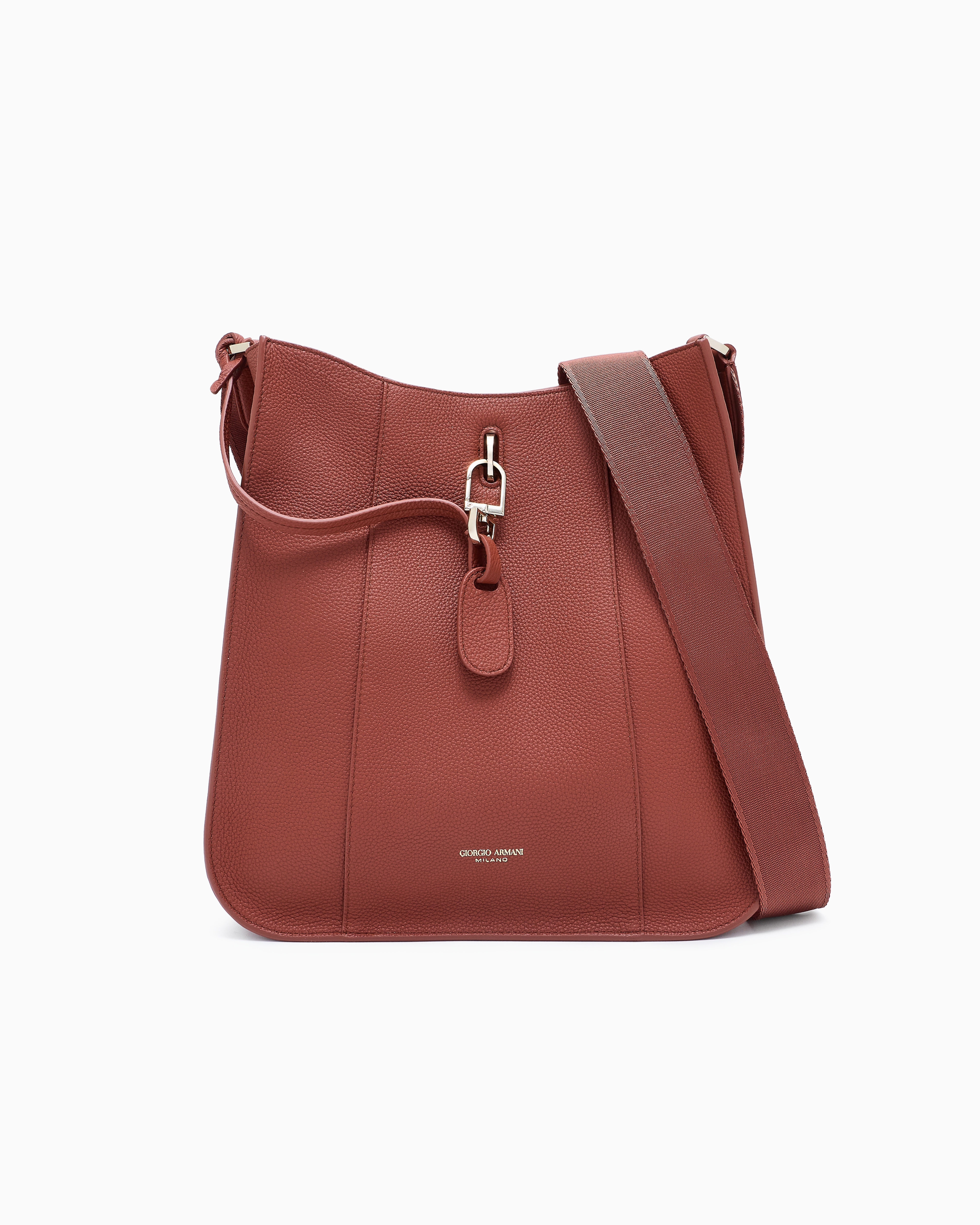 Giorgio Armani Red Pebbled Leather Shoulder Bag