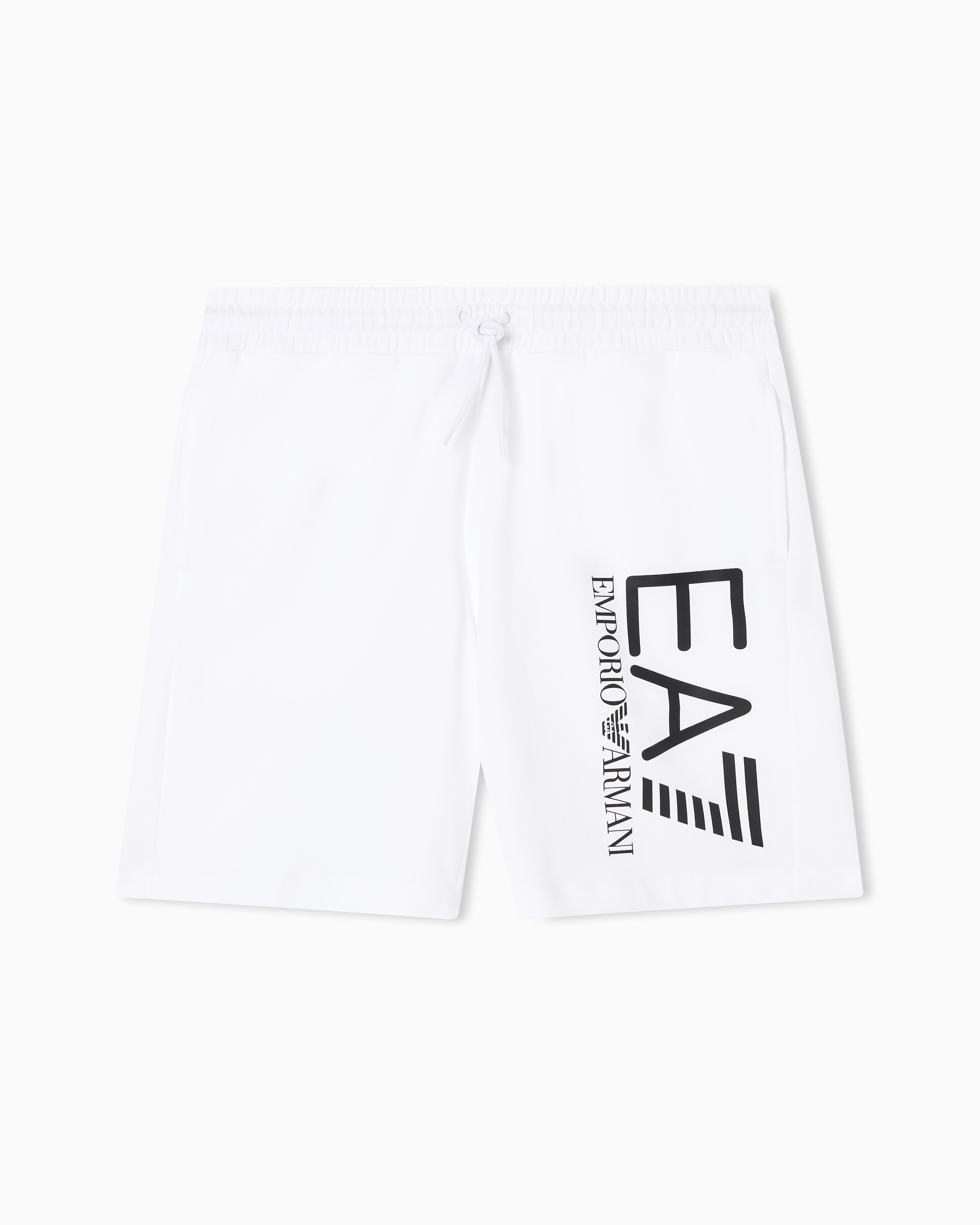 Ea7 White Core Identity Cotton Shorts