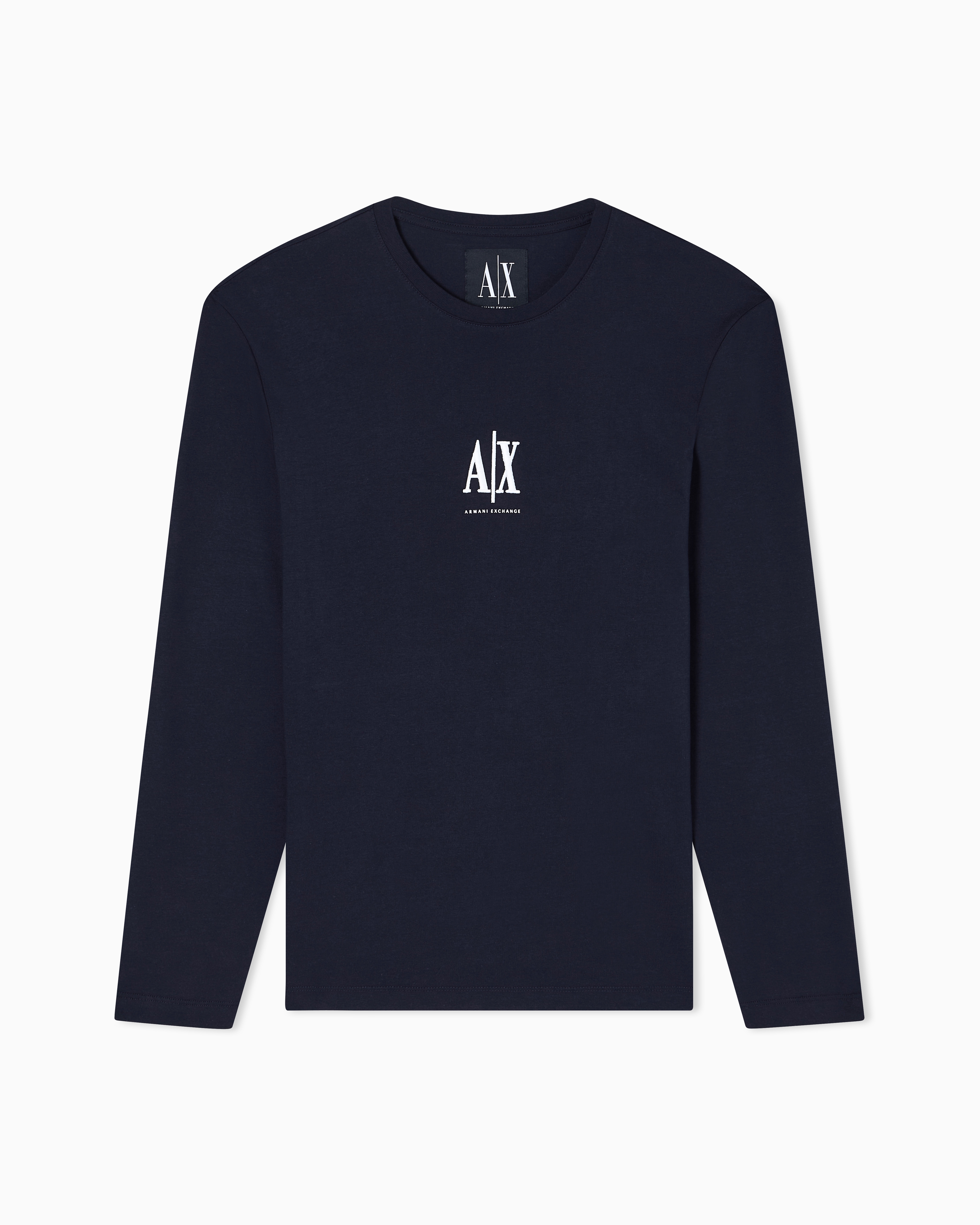 Armani Exchange Navy Blue Long-Sleeved Cotton Jersey T-Shirt