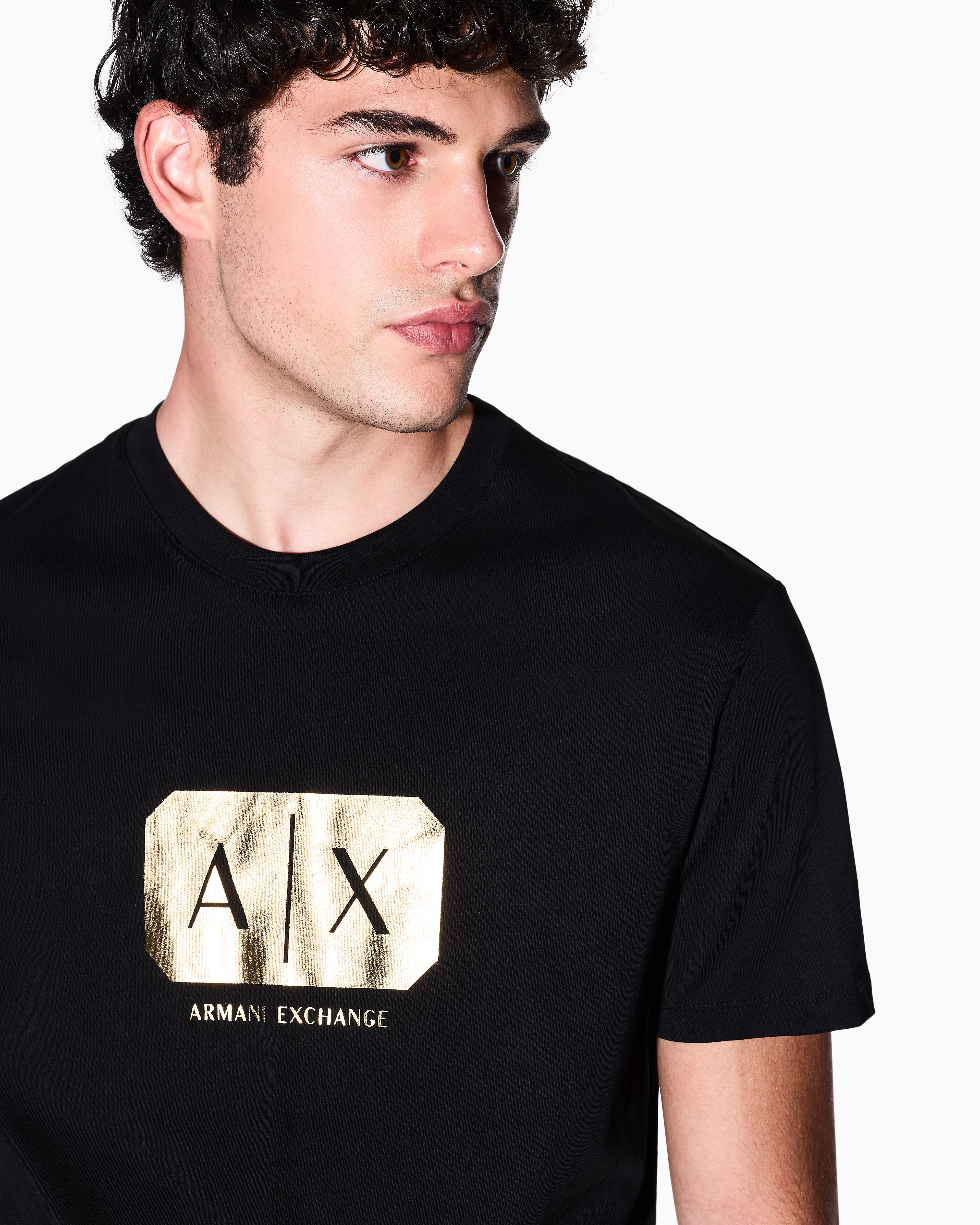 Regular Fit Jersey T-Shirt with metal logo | Armani Exchange