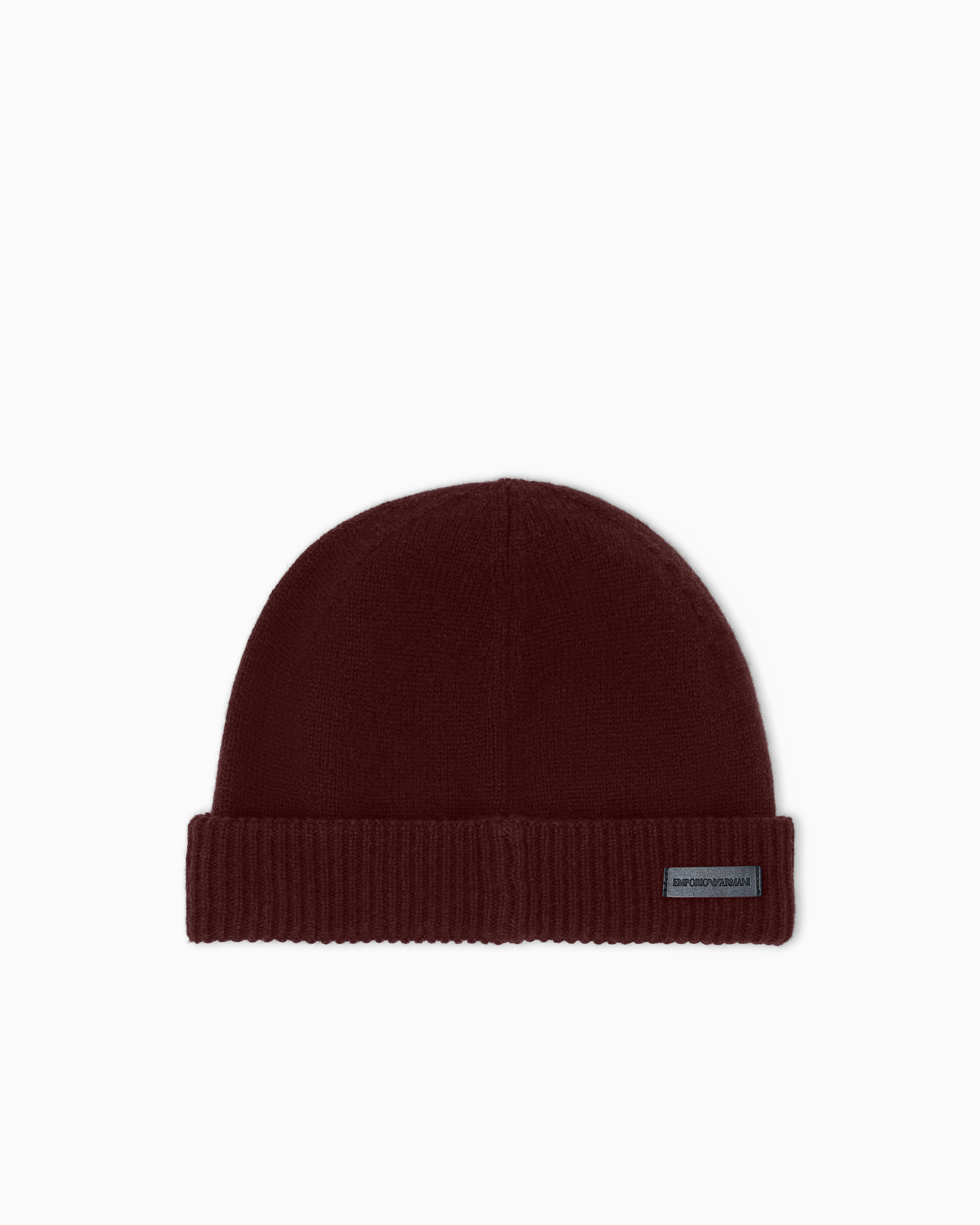 Emporio Armani Purple Pure Cashmere Beanie With Ribbed Cuff Essential