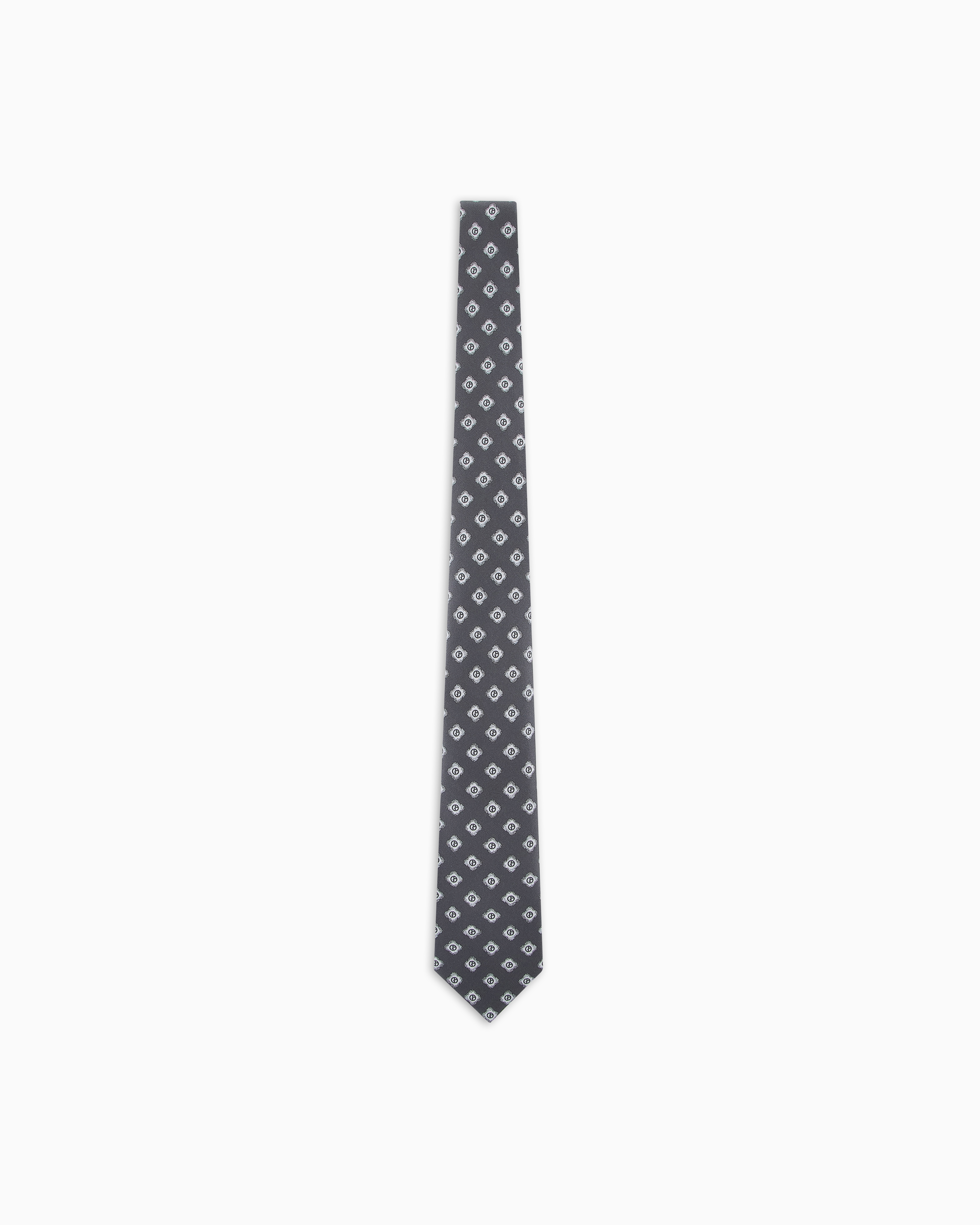 Giorgio Armani Grey Printed Silk Tie