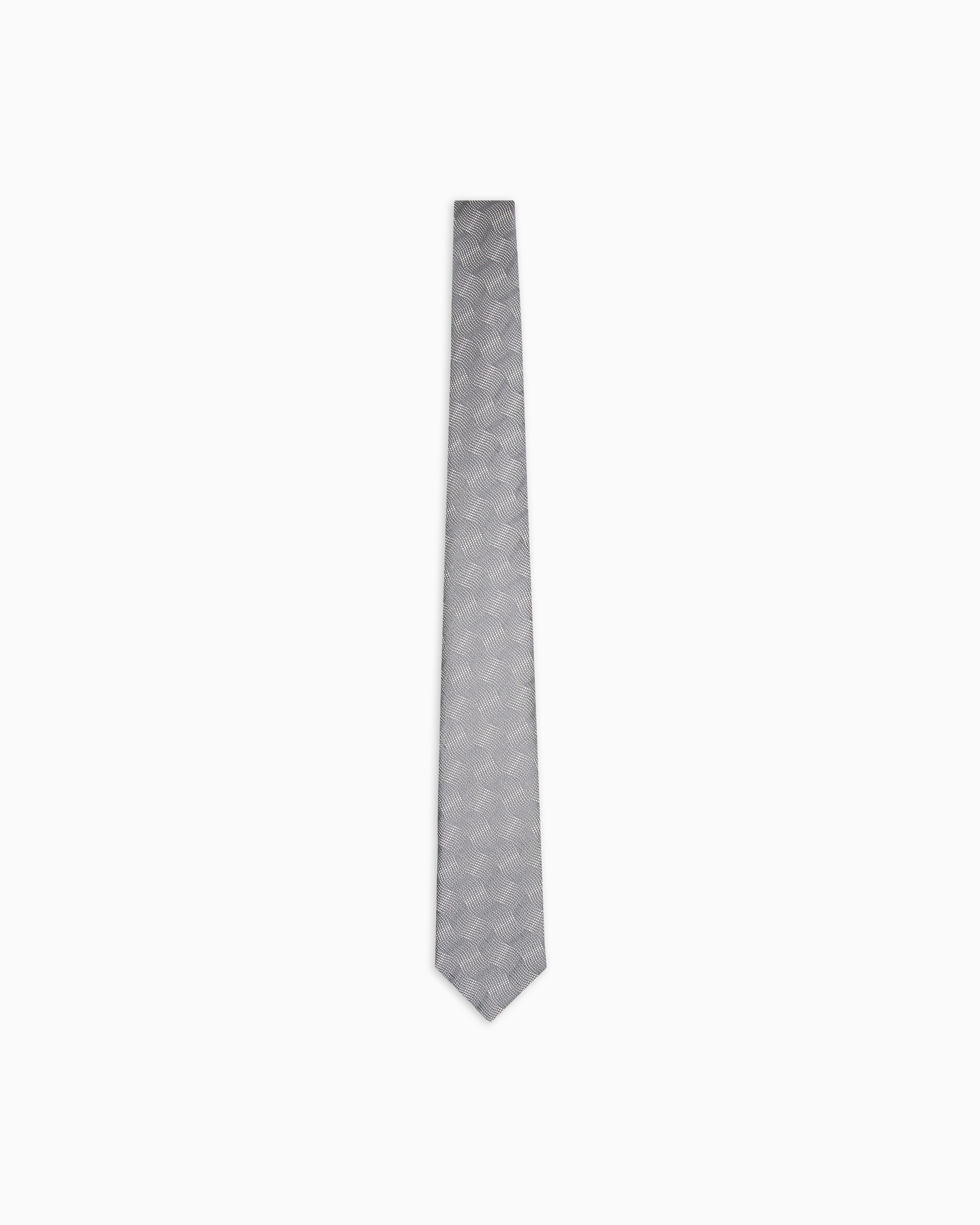 Emporio Armani Grey Pure Silk Tie With Jacquard Pattern