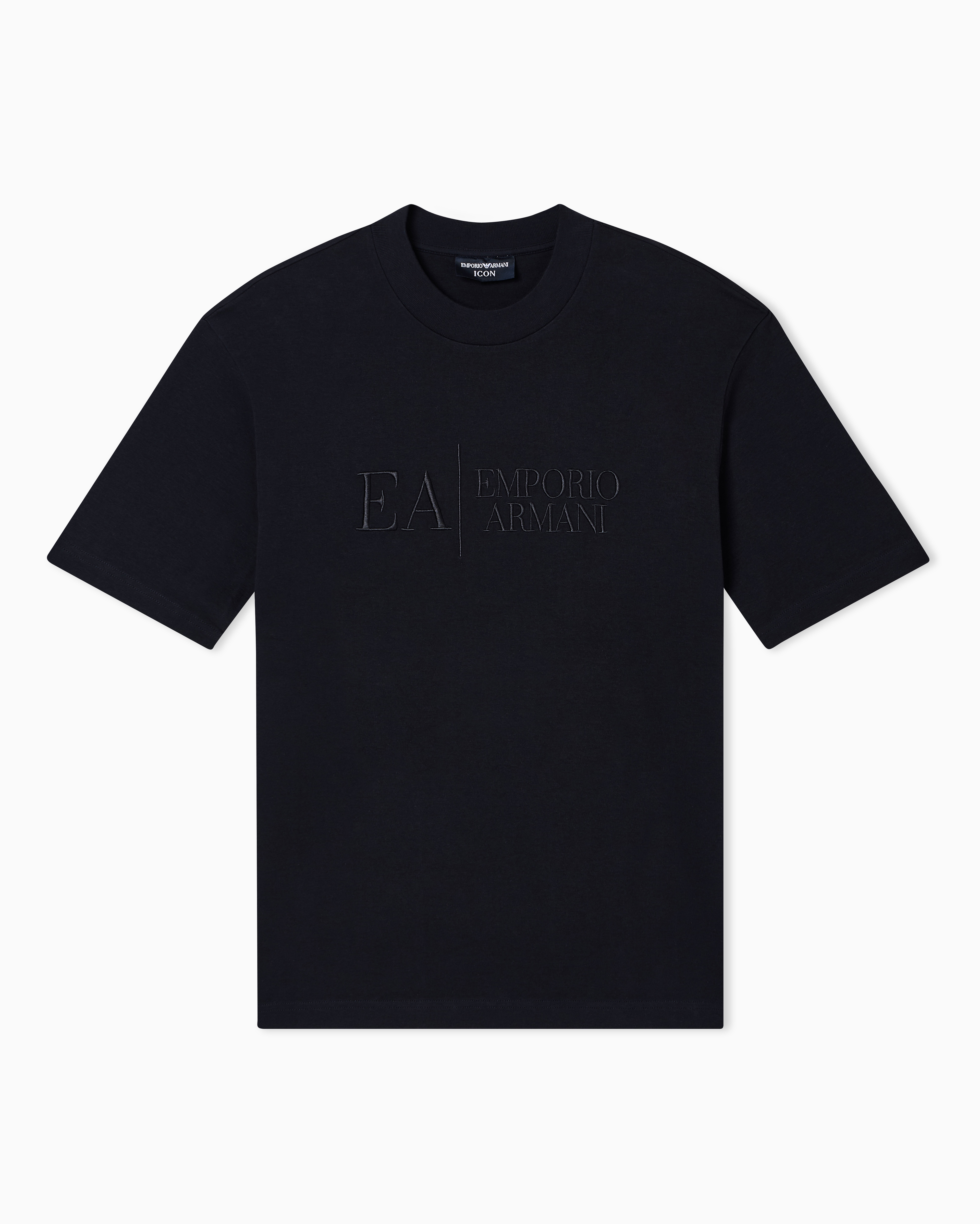 Emporio Armani Grey Icon Interlock Jersey T-Shirt With Embroidery