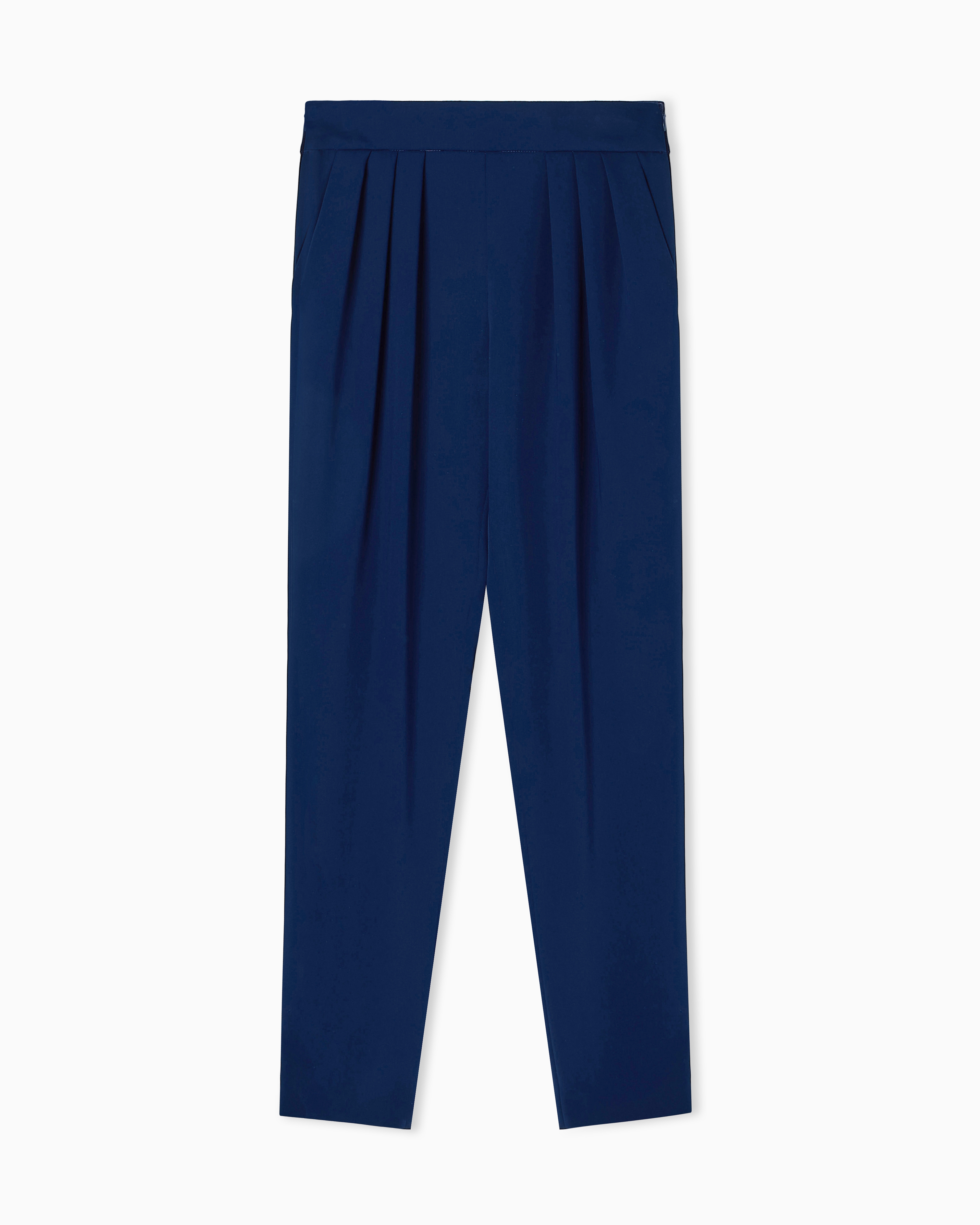 Giorgio Armani Blue Technical Cady Trousers With Pleats