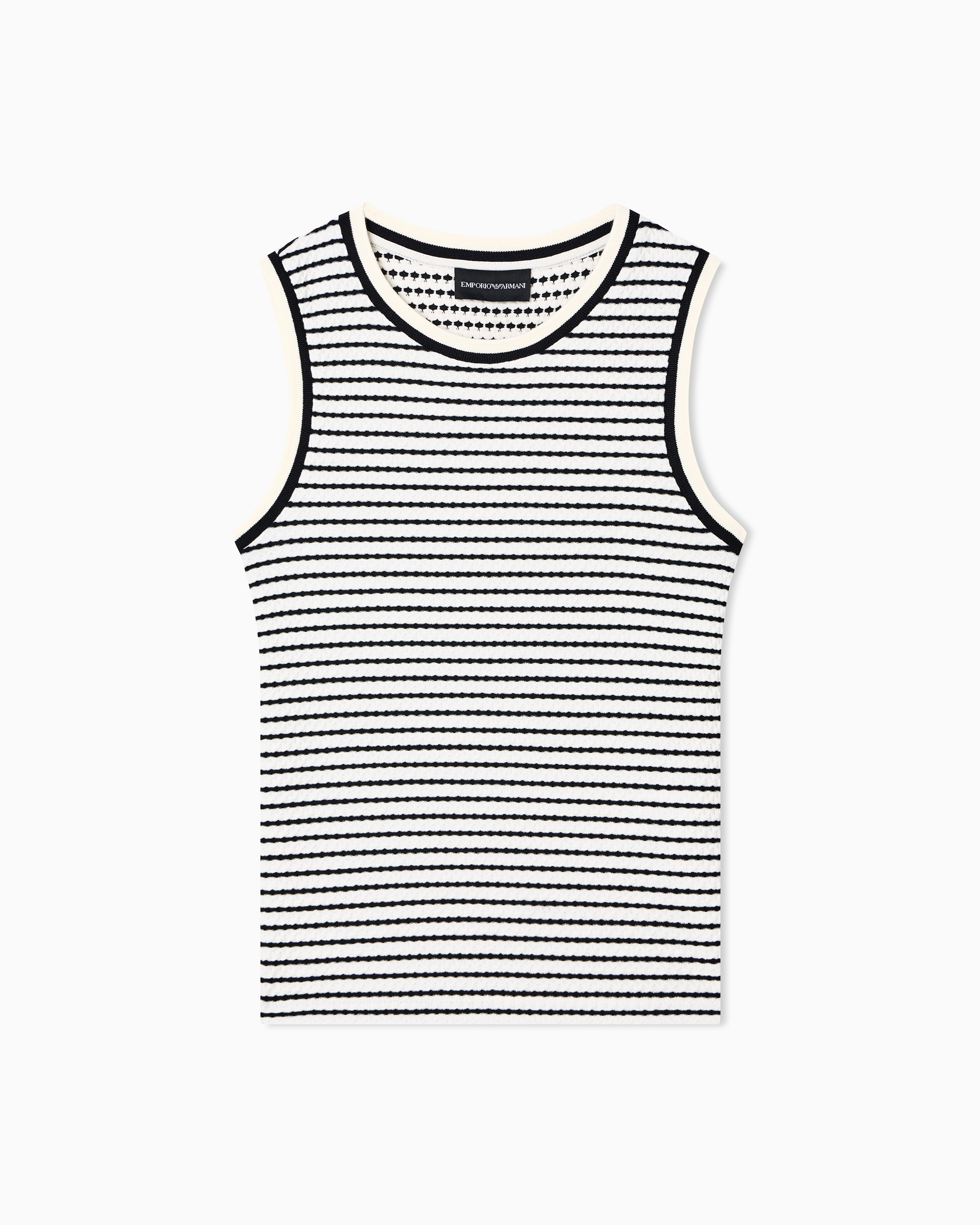 Emporio Armani White Embossed-Effect Jacquard Jersey Top