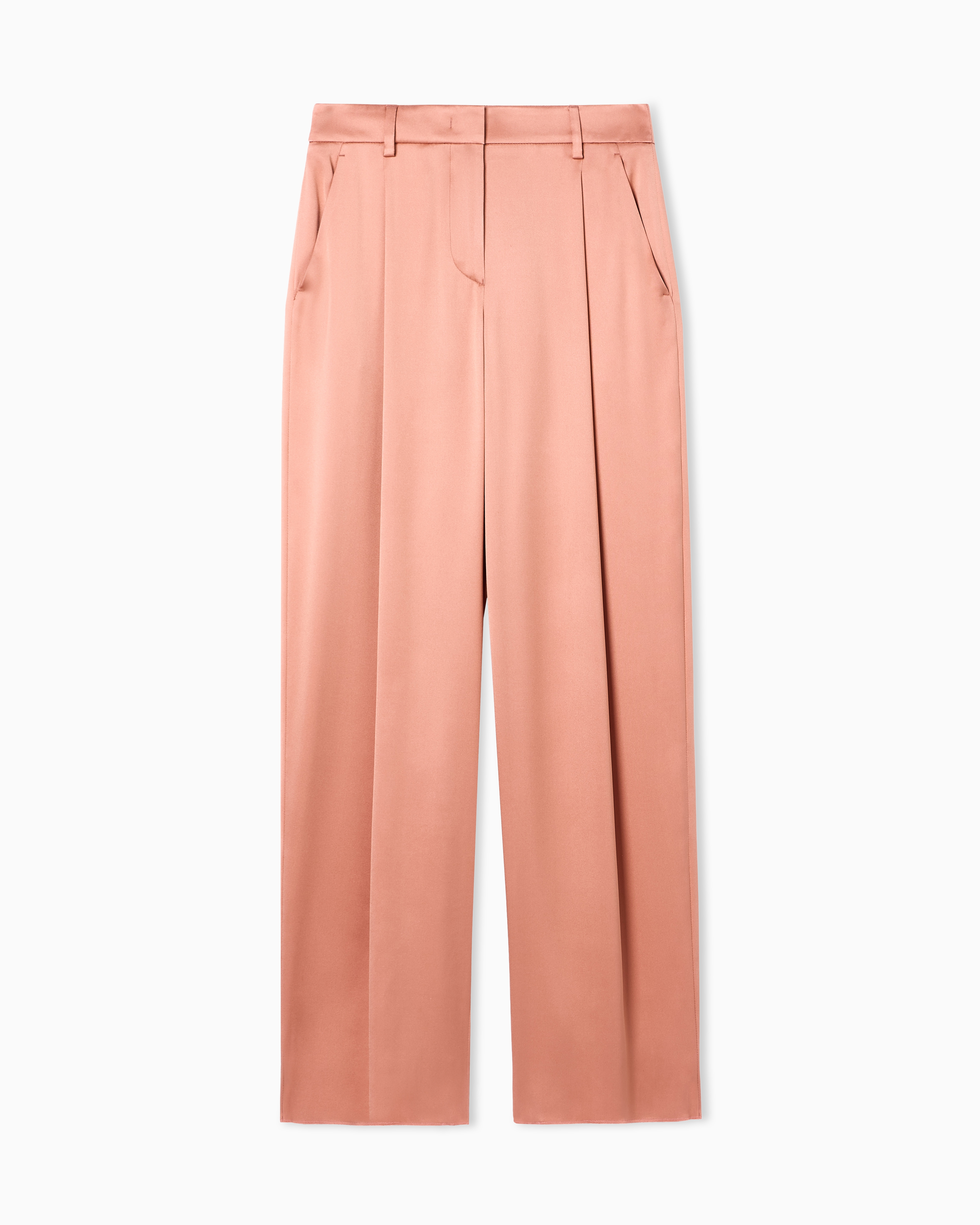 Giorgio Armani Orange Silk Double Satin Single-Pleat Trousers
