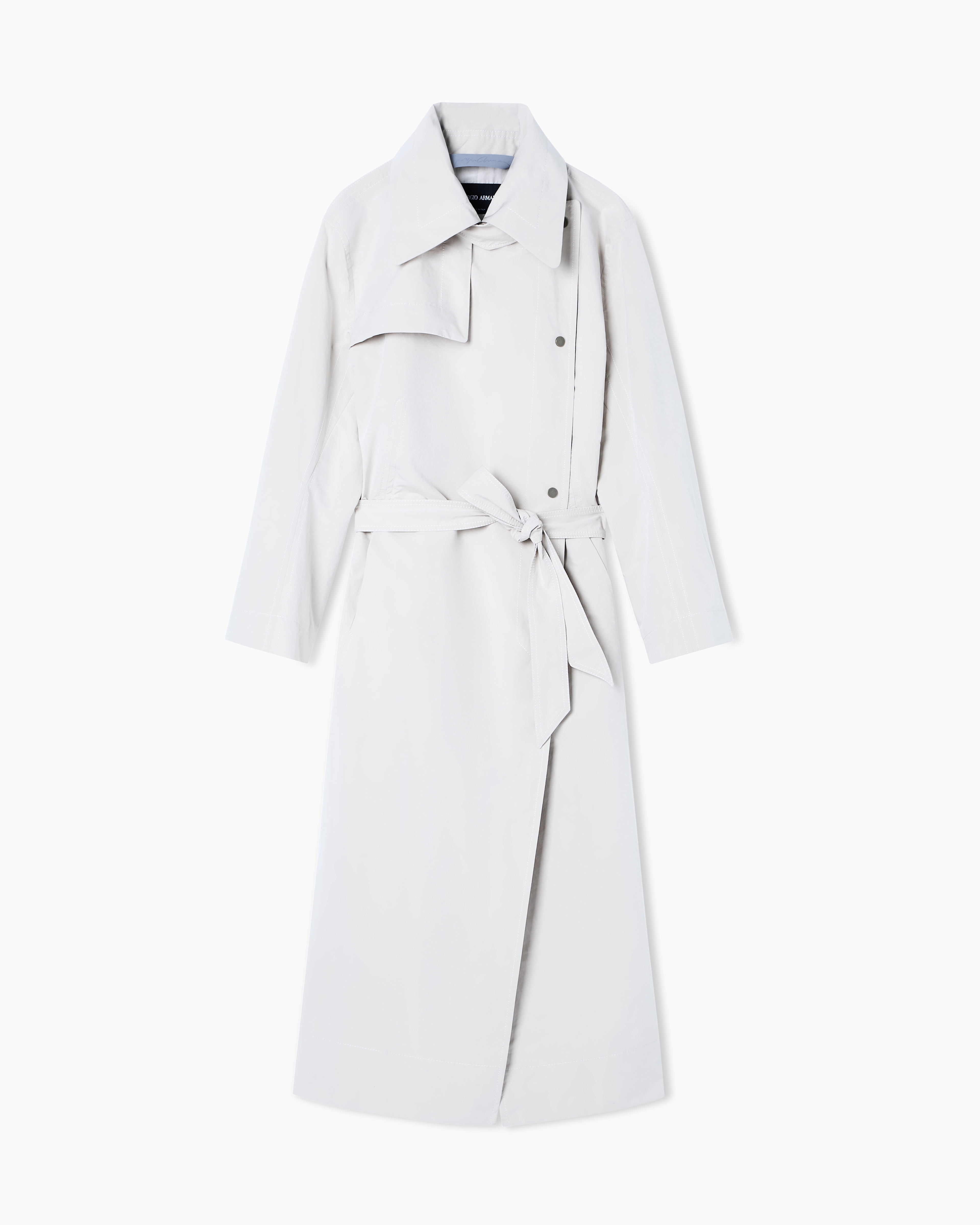 Giorgio Armani Grey Trench Coat In Technical Fabric