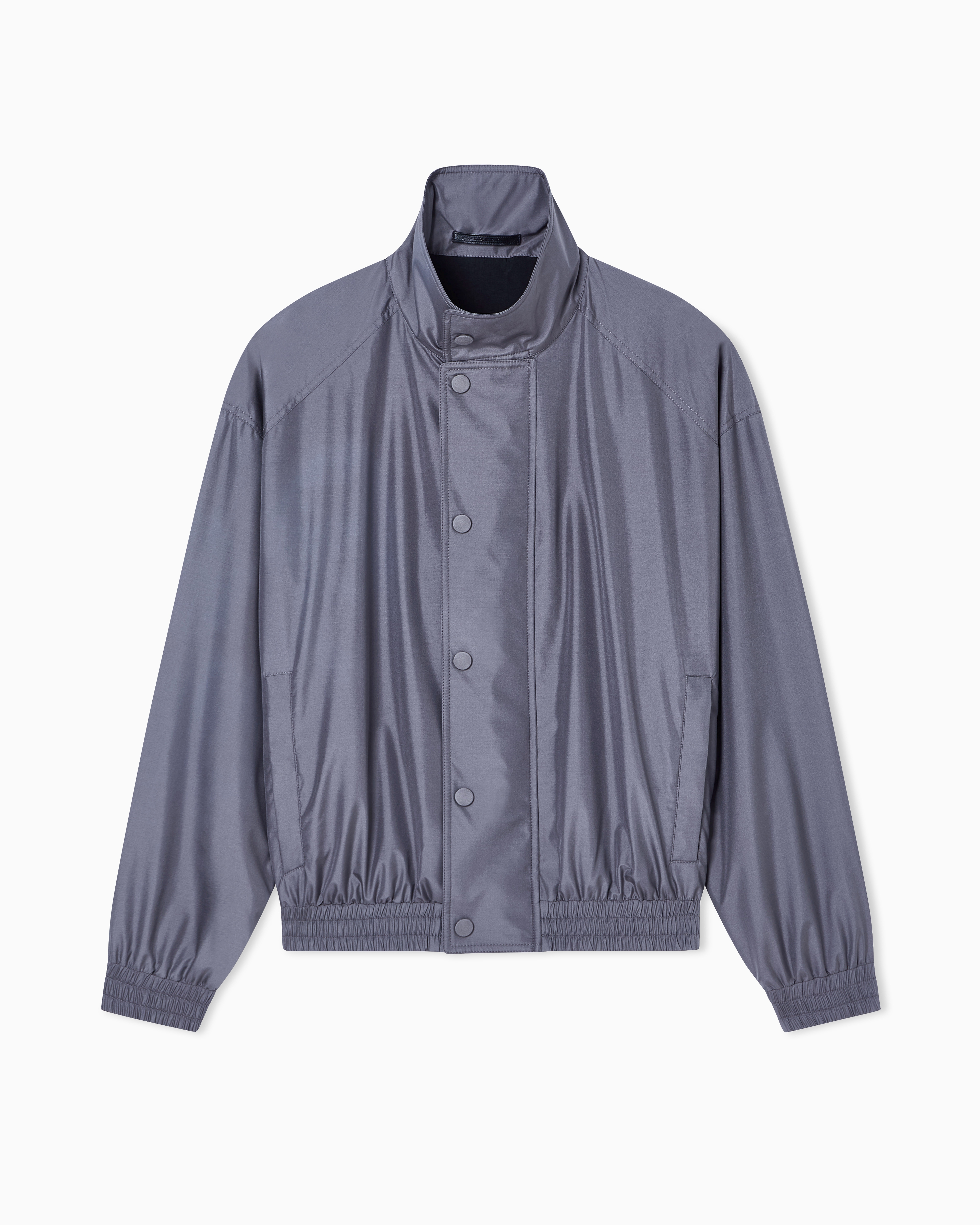 Giorgio Armani Grey Blouson In Pure Silk Technical Canvas