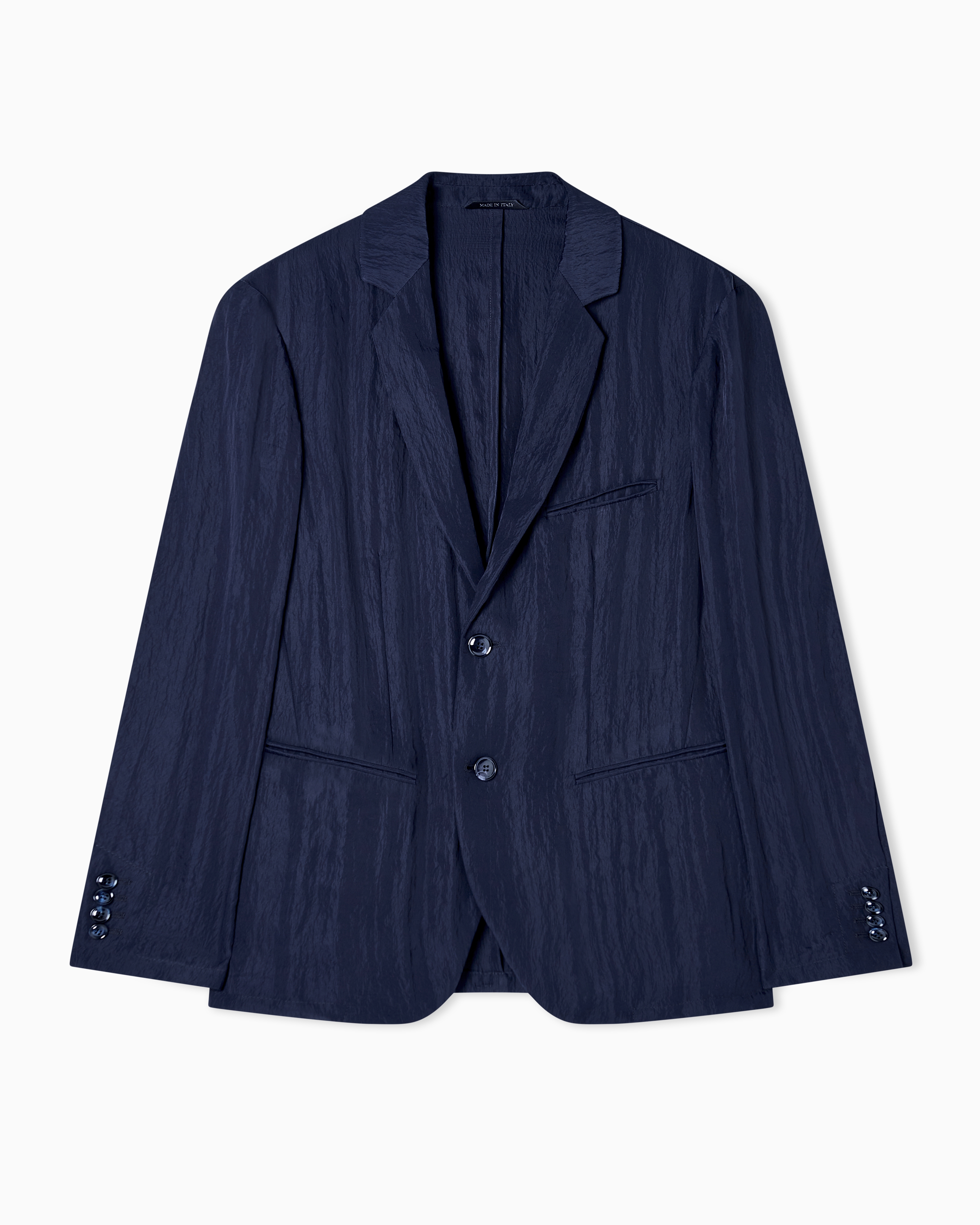 Giorgio Armani Navy Blue Viscose Technical Twill Single-Breasted Jacket