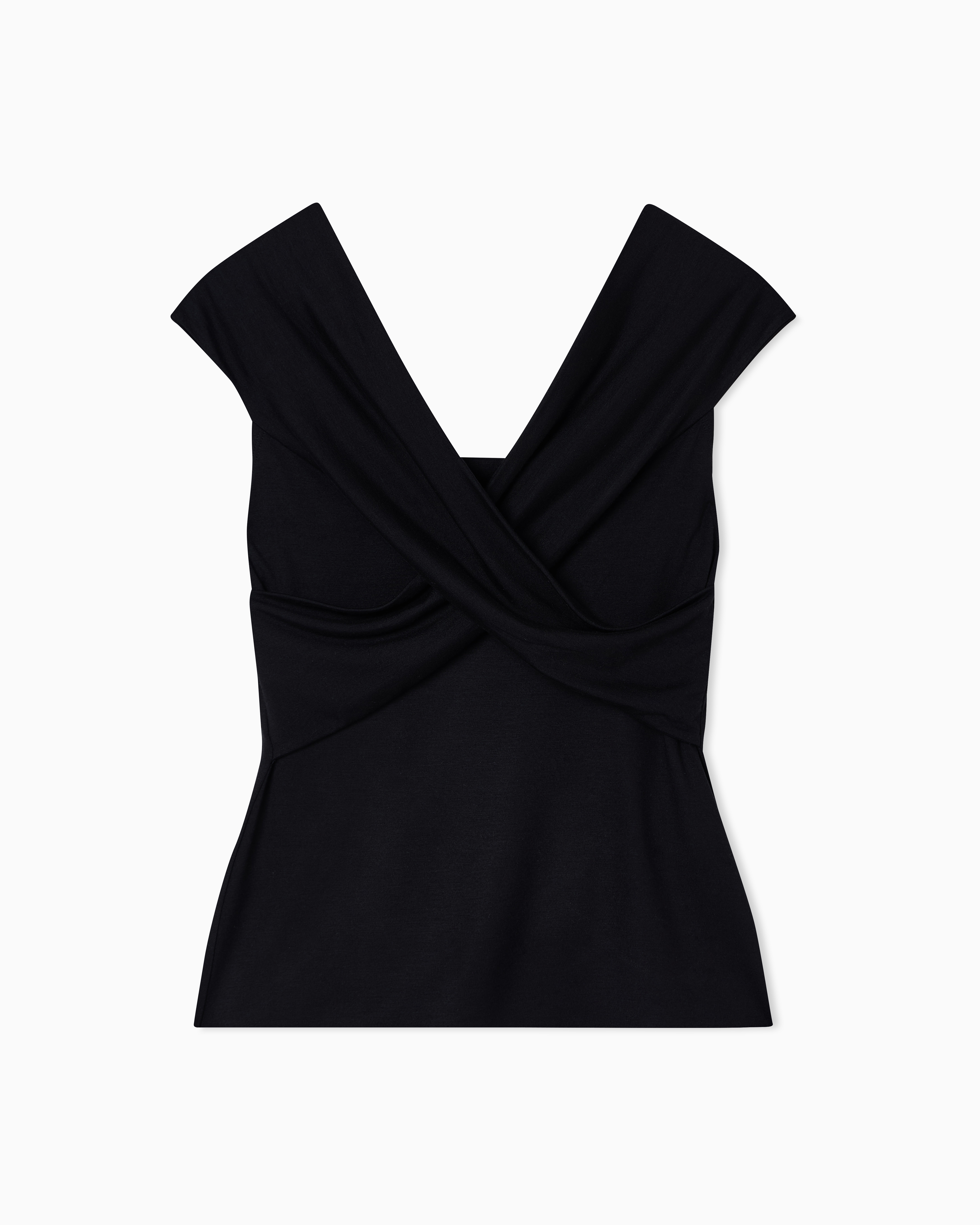 Emporio Armani Top In Jersey Stretch Con Dettaglio Crossed