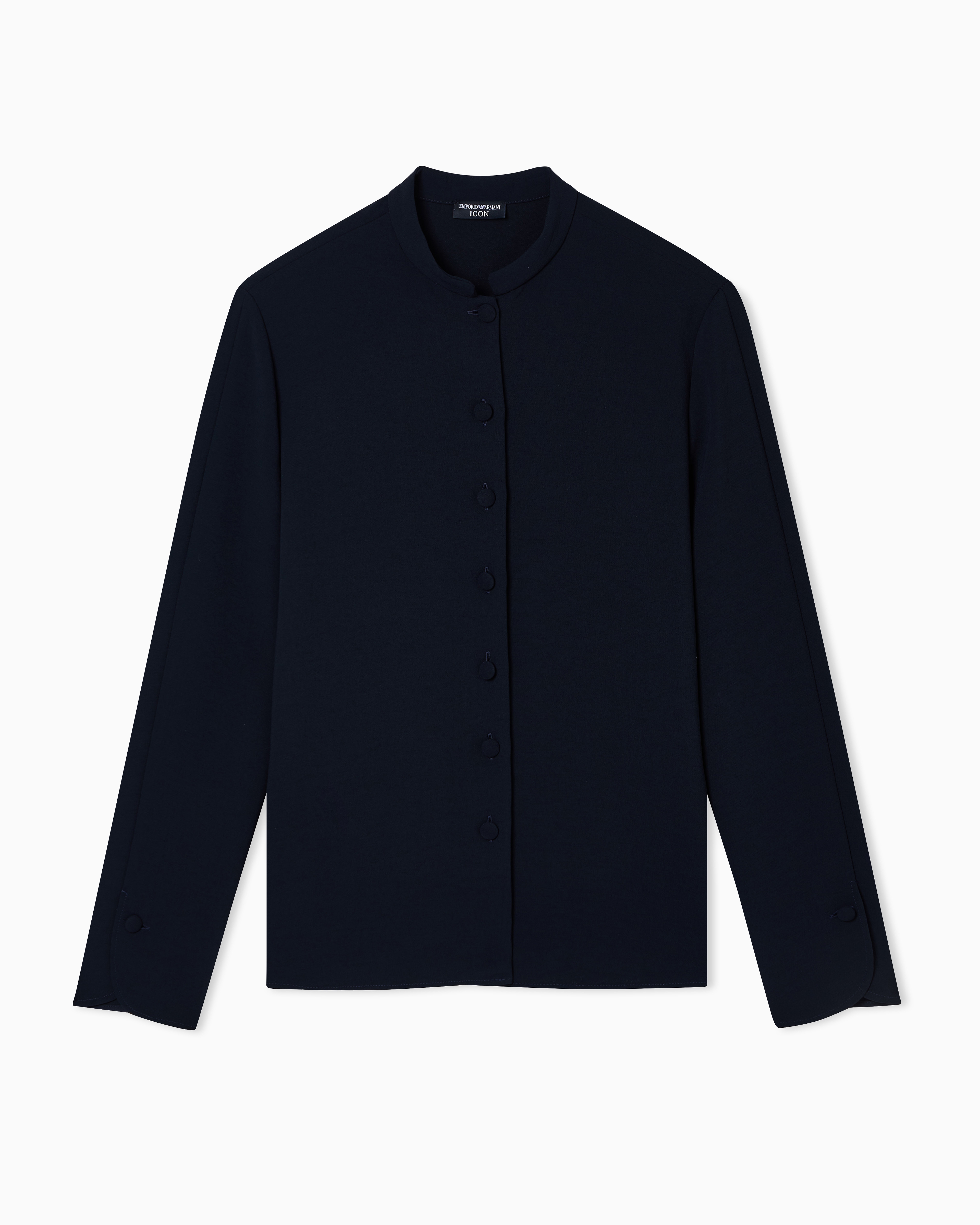 Emporio Armani Navy Blue Icon Washed Cady Crêpe Shirt Jacket