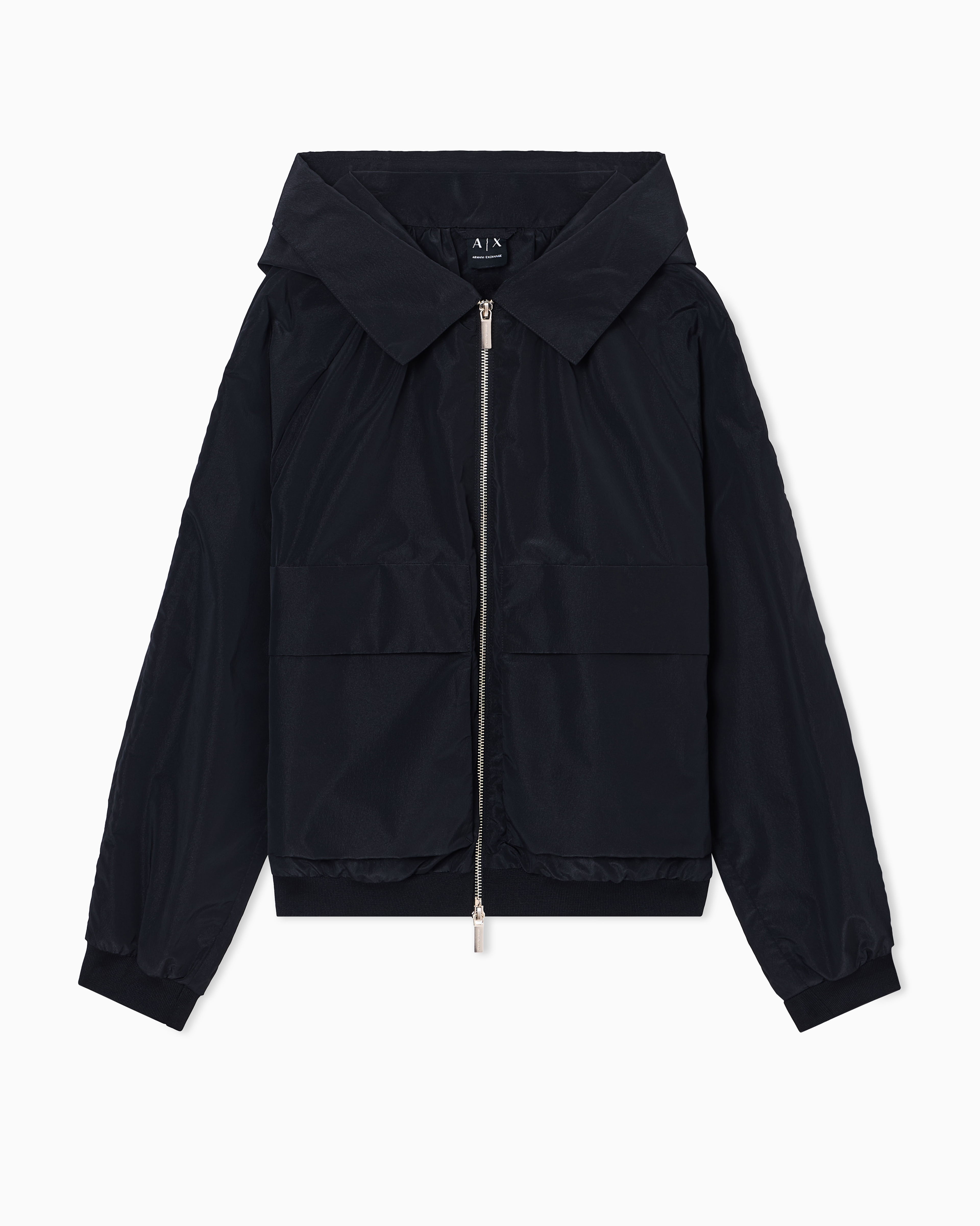 Armani Exchange Black Lightweight Windbreaker In Recycled Fabric With Iridescent Effect
