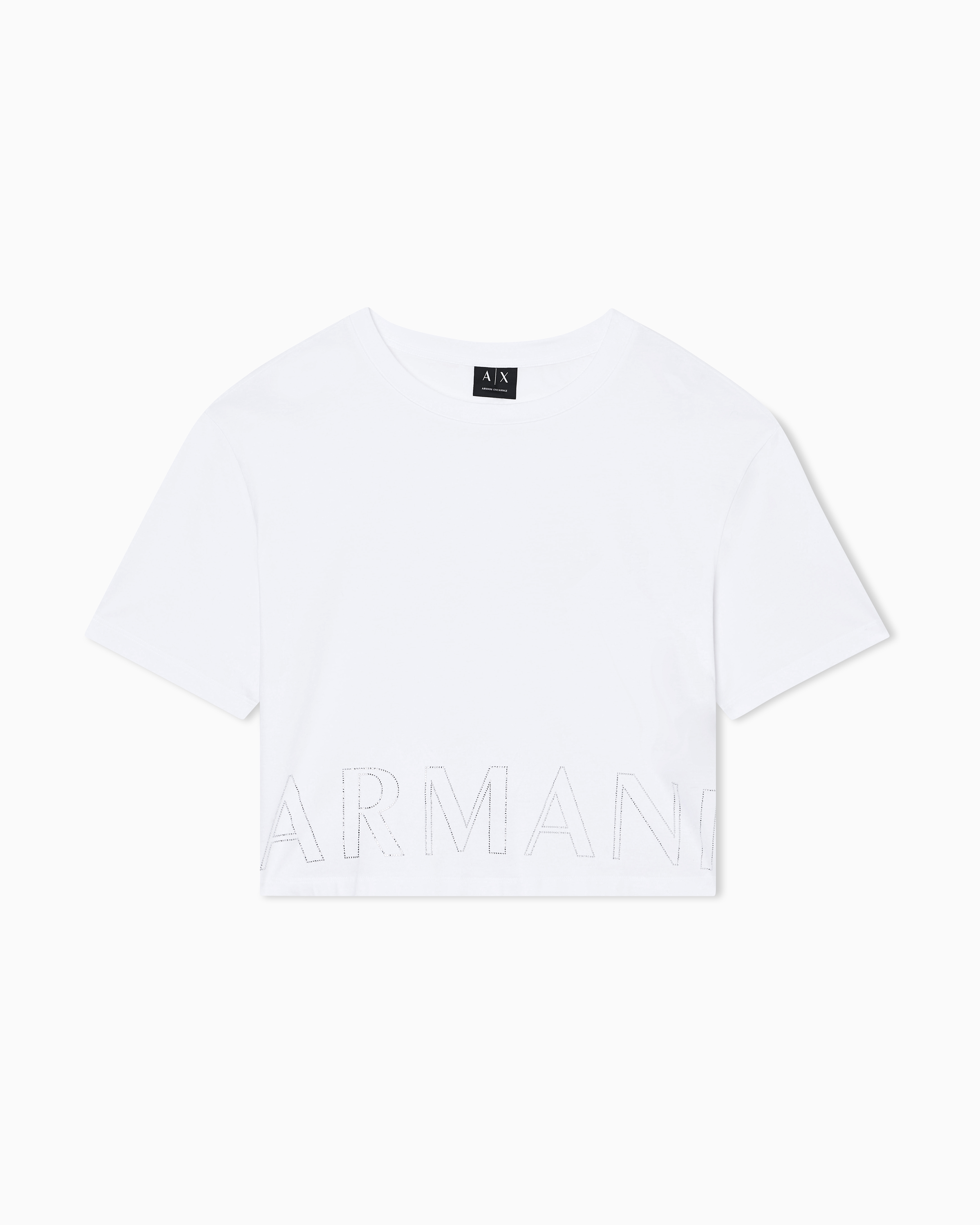 Armani Exchange Cropped T-Shirt Basic In Jersey Di Cotone