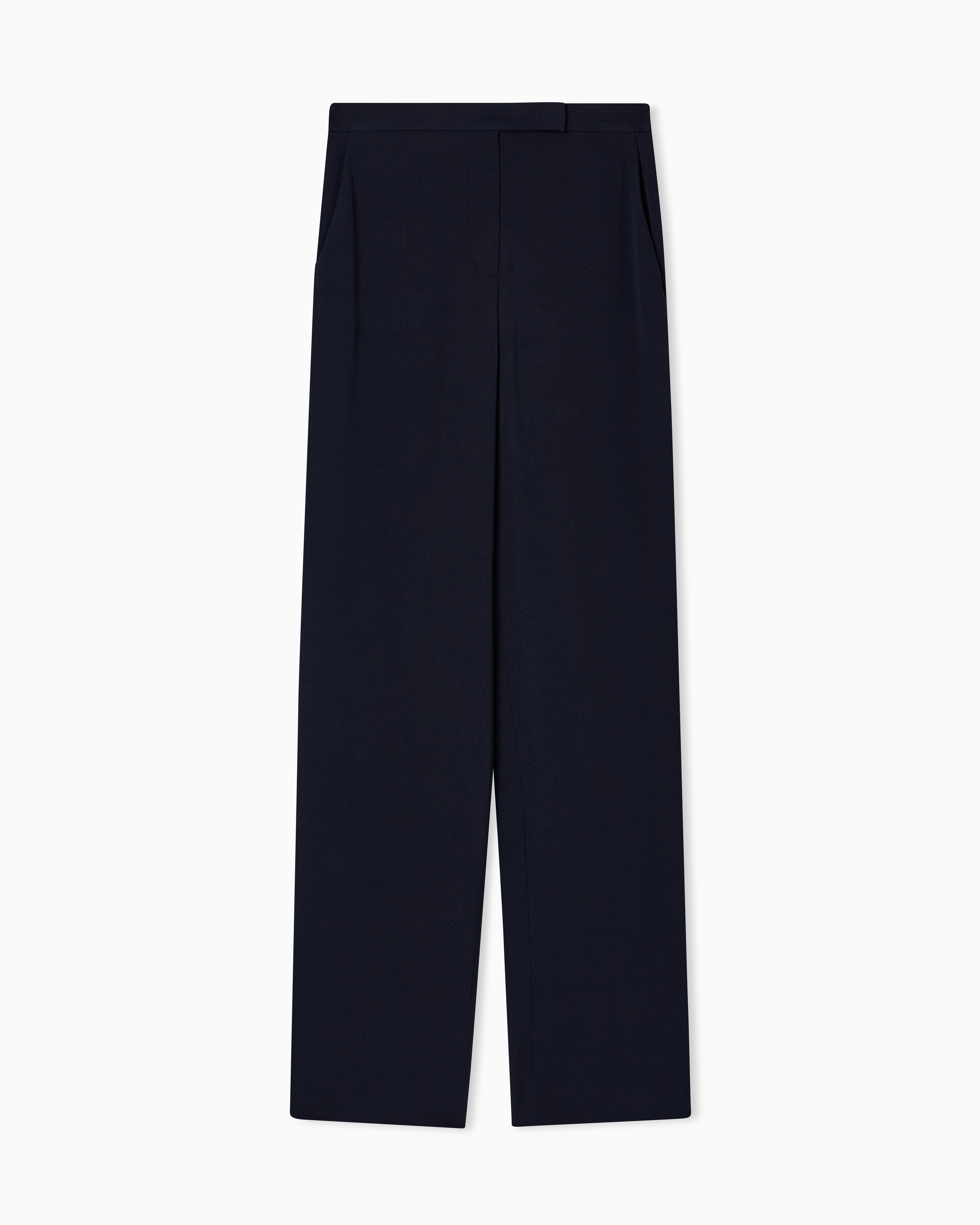 Emporio Armani Blue Icon Trousers In Fluid Armure Fabric