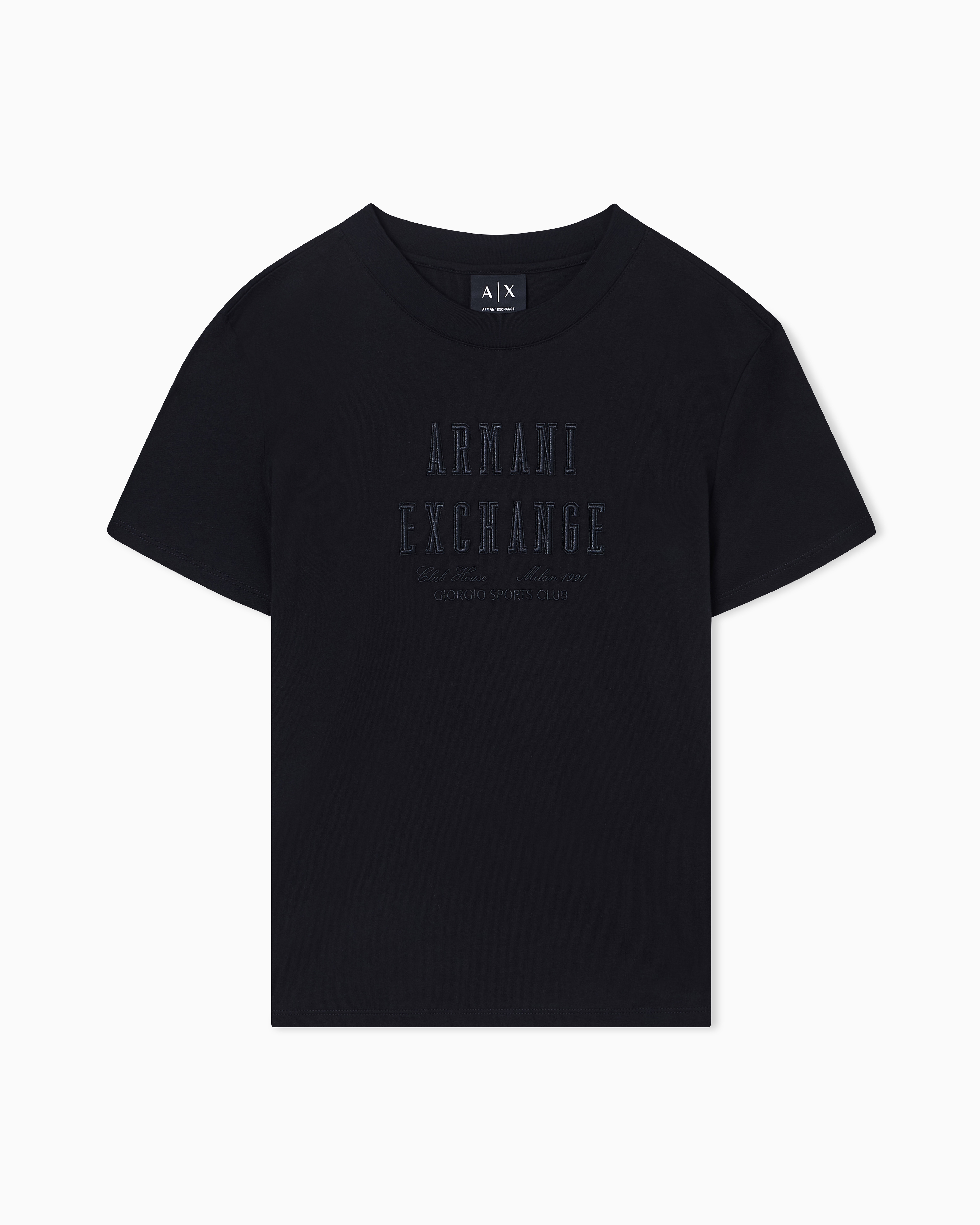 Armani Exchange Black Relaxed Fit T-Shirt In Cotton Jersey