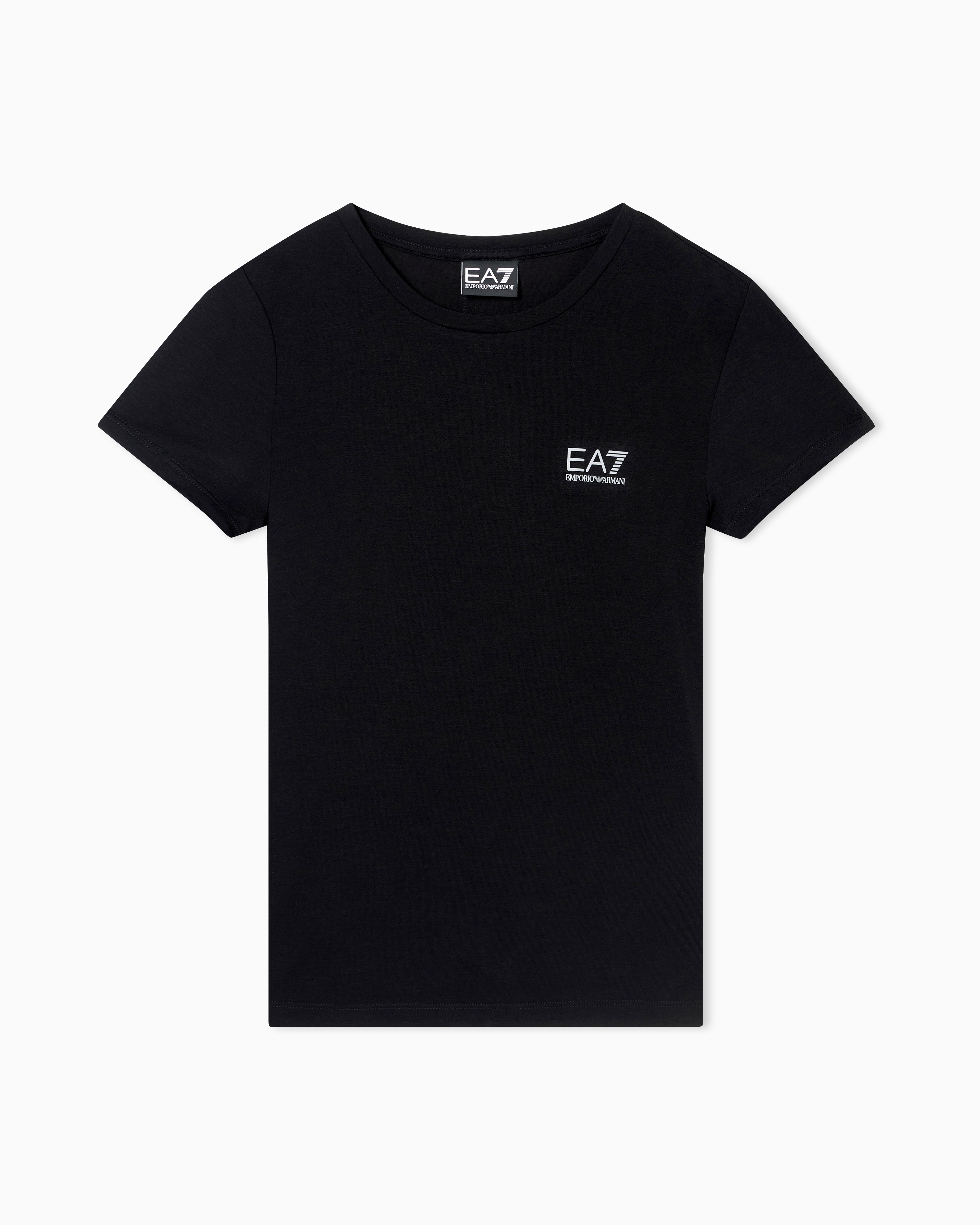 Ea7 Black Asv Natural Ventus7 Technical Fabric T-Shirt