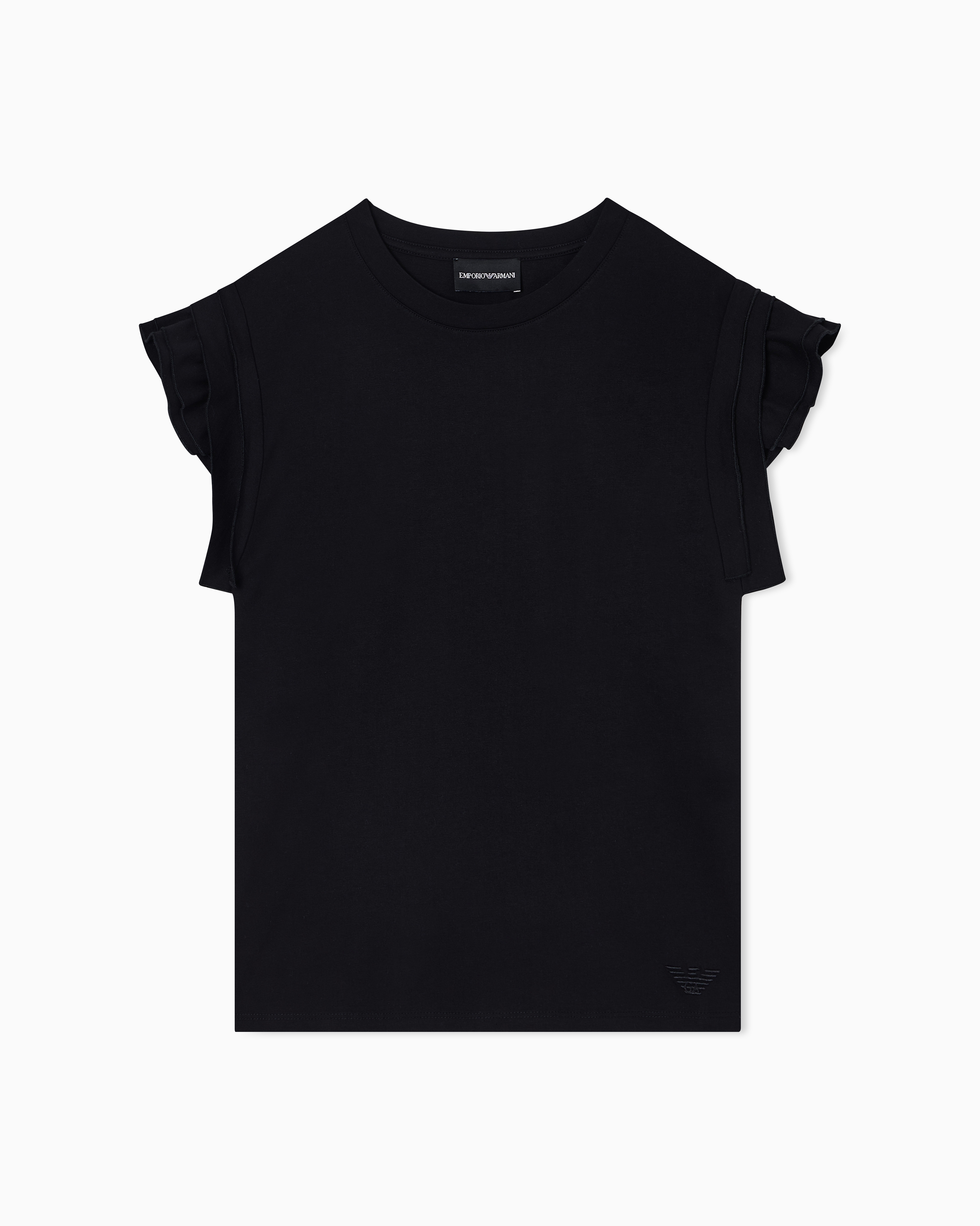 Emporio Armani T-Shirt In Jersey Con Volant Su Maniche