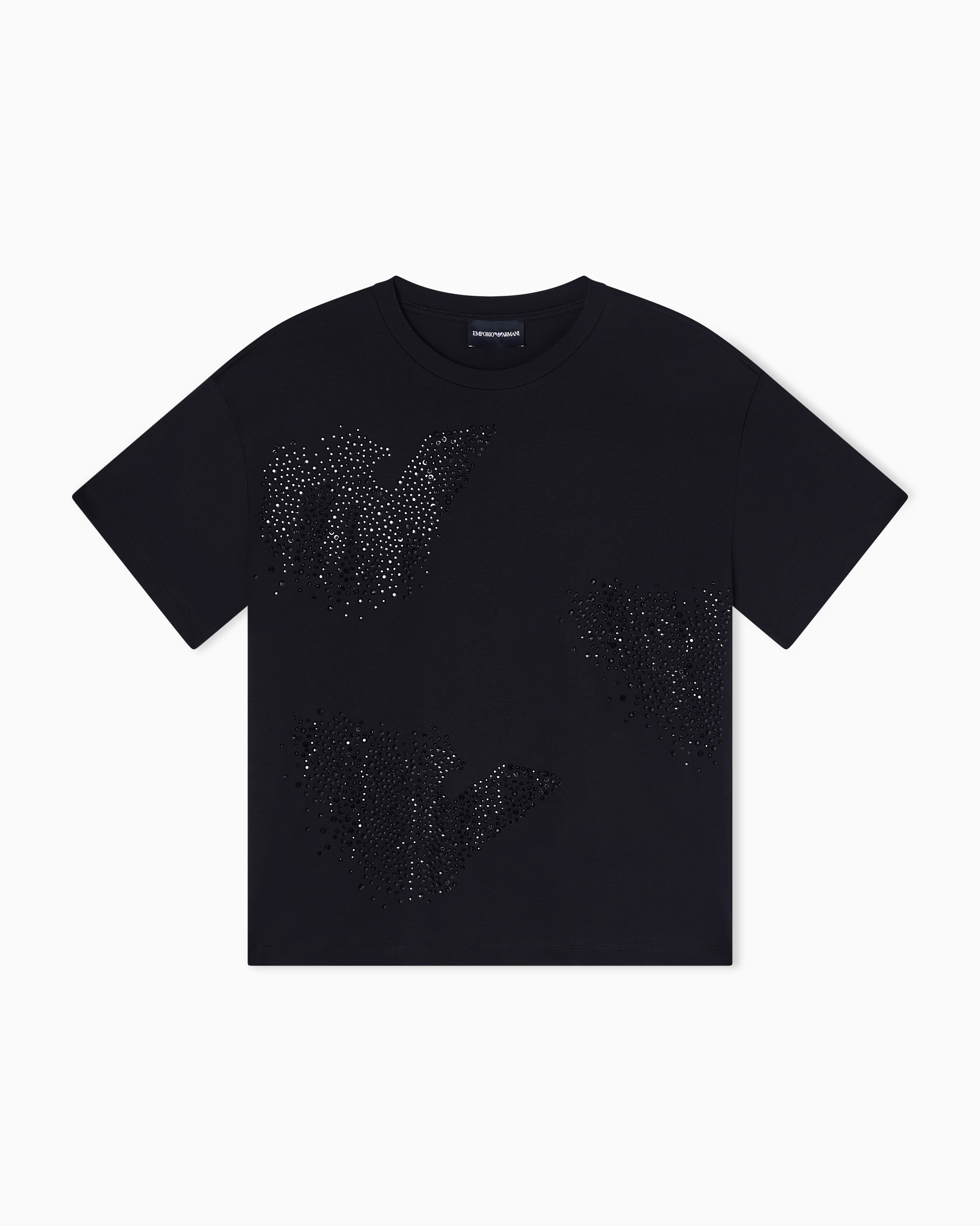 Emporio Armani T-Shirt In Jersey Con Eagle In Strass