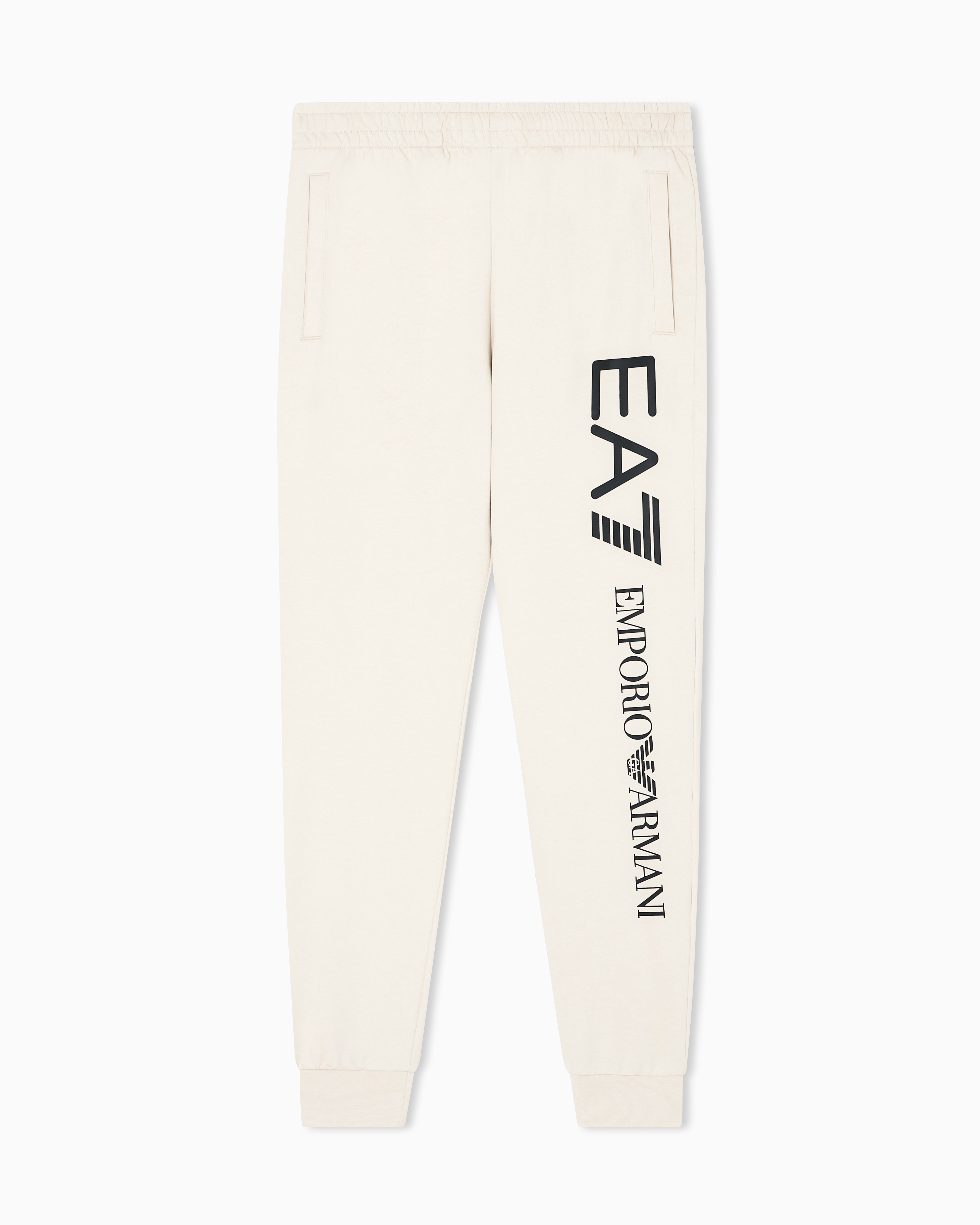 Ea7 Beige Logo Series Cotton Joggers