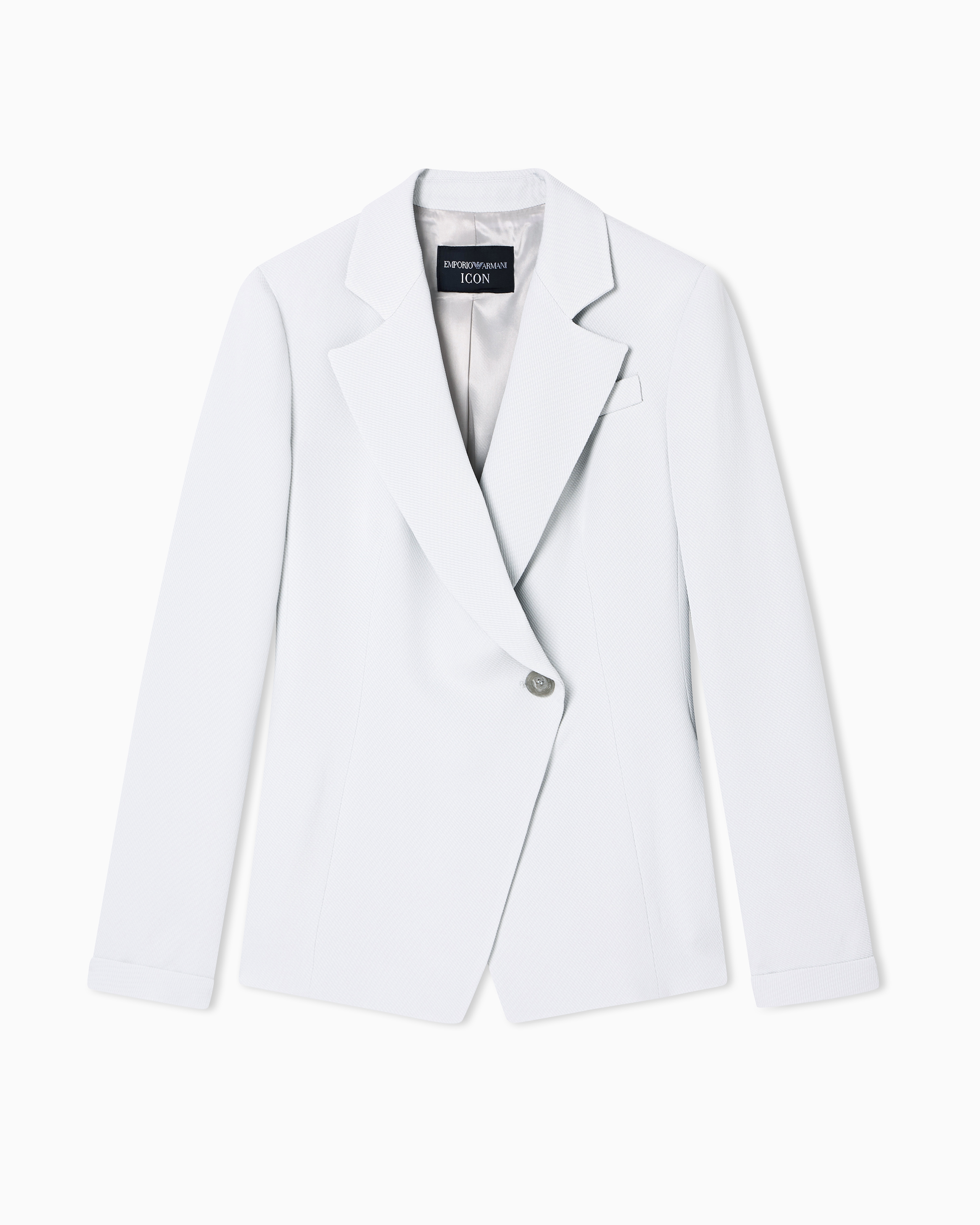 Emporio Armani sheer frills jacket イタリア製 Icon single-breasted jacket in flowing, armure fabric | Emporio Armani