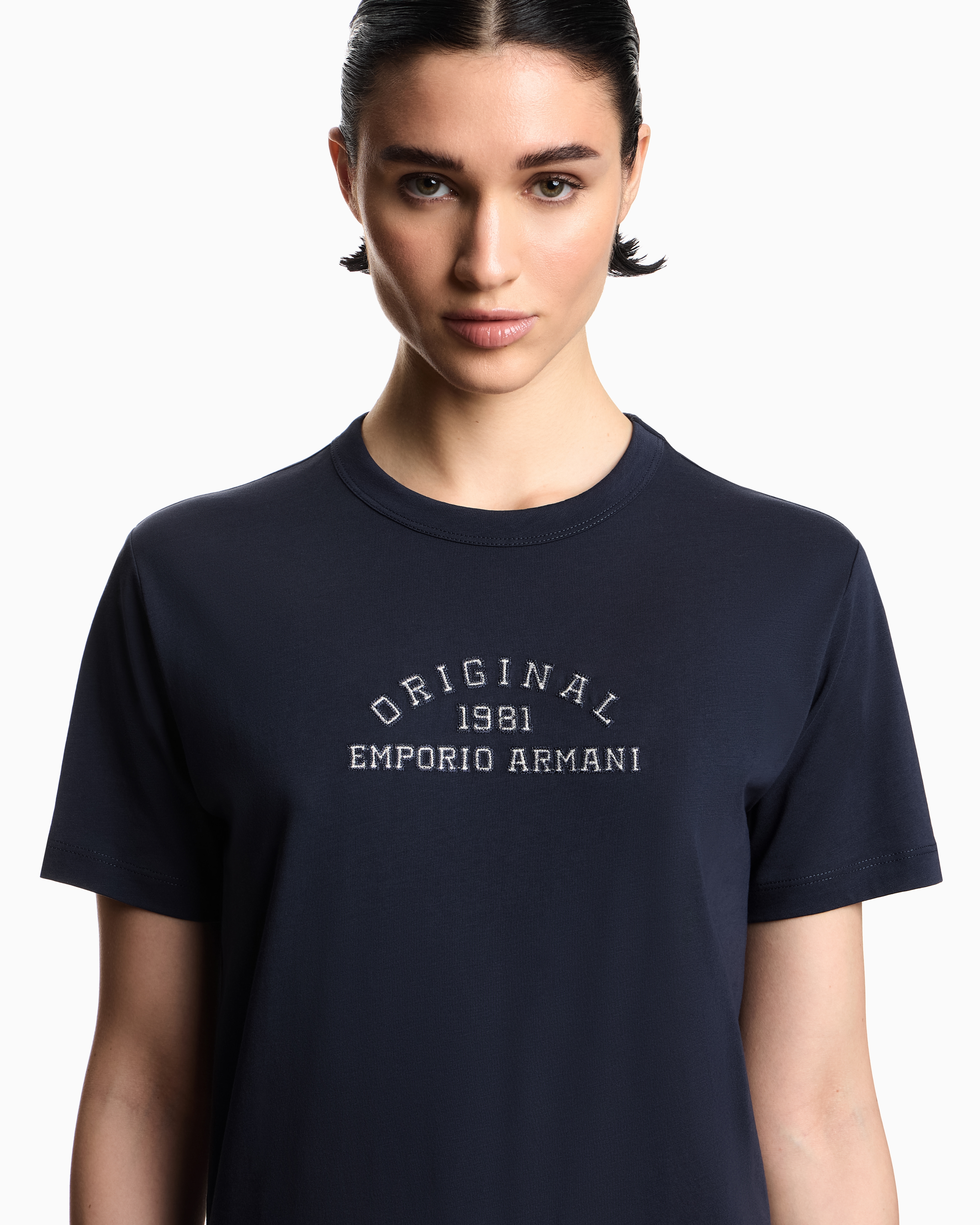 Icon Tシャツ スーピマジャージー ロゴ刺繍 | Emporio Armani