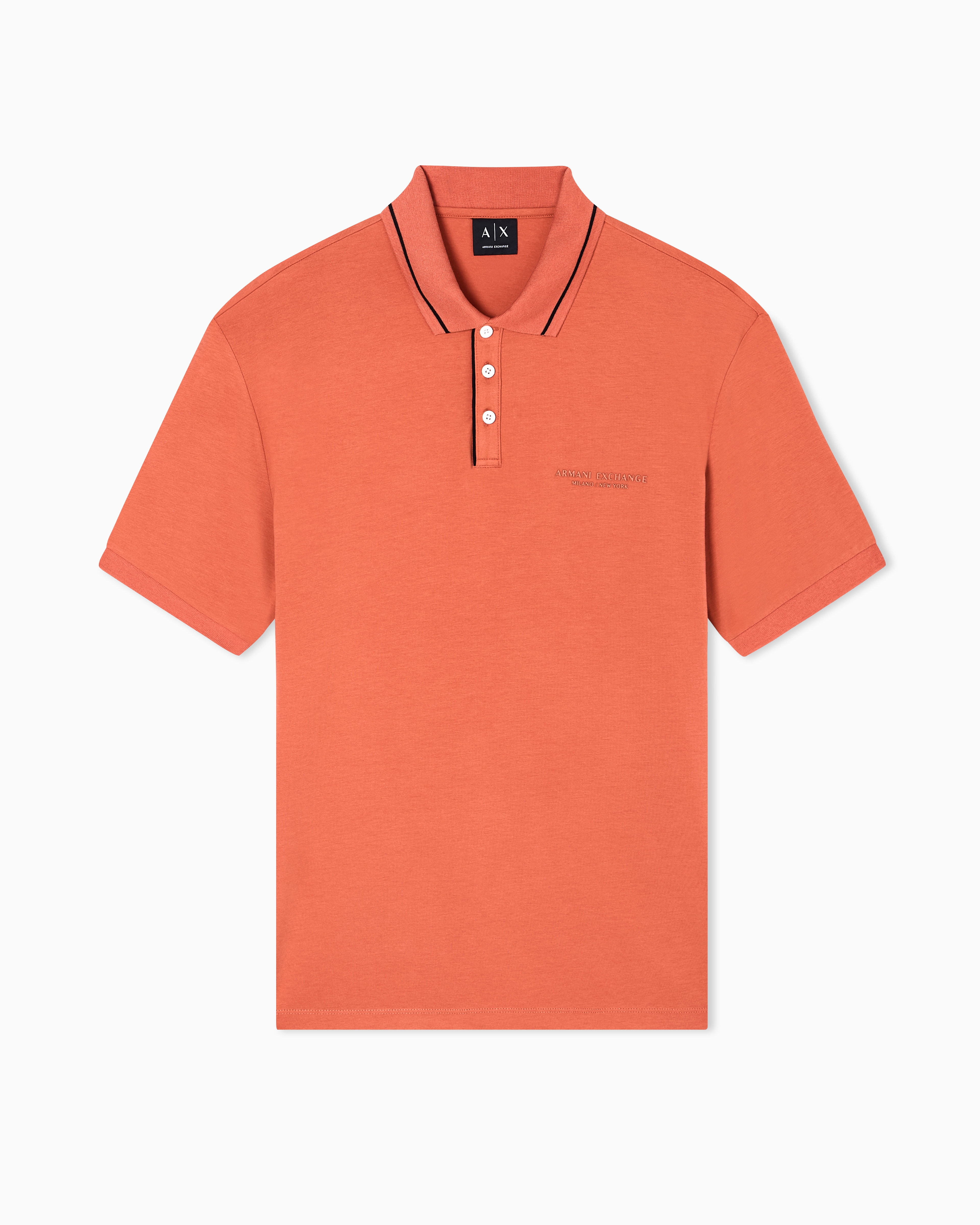 Armani Exchange Orange Regular Fit Polo In Stretch Cotton Jersey