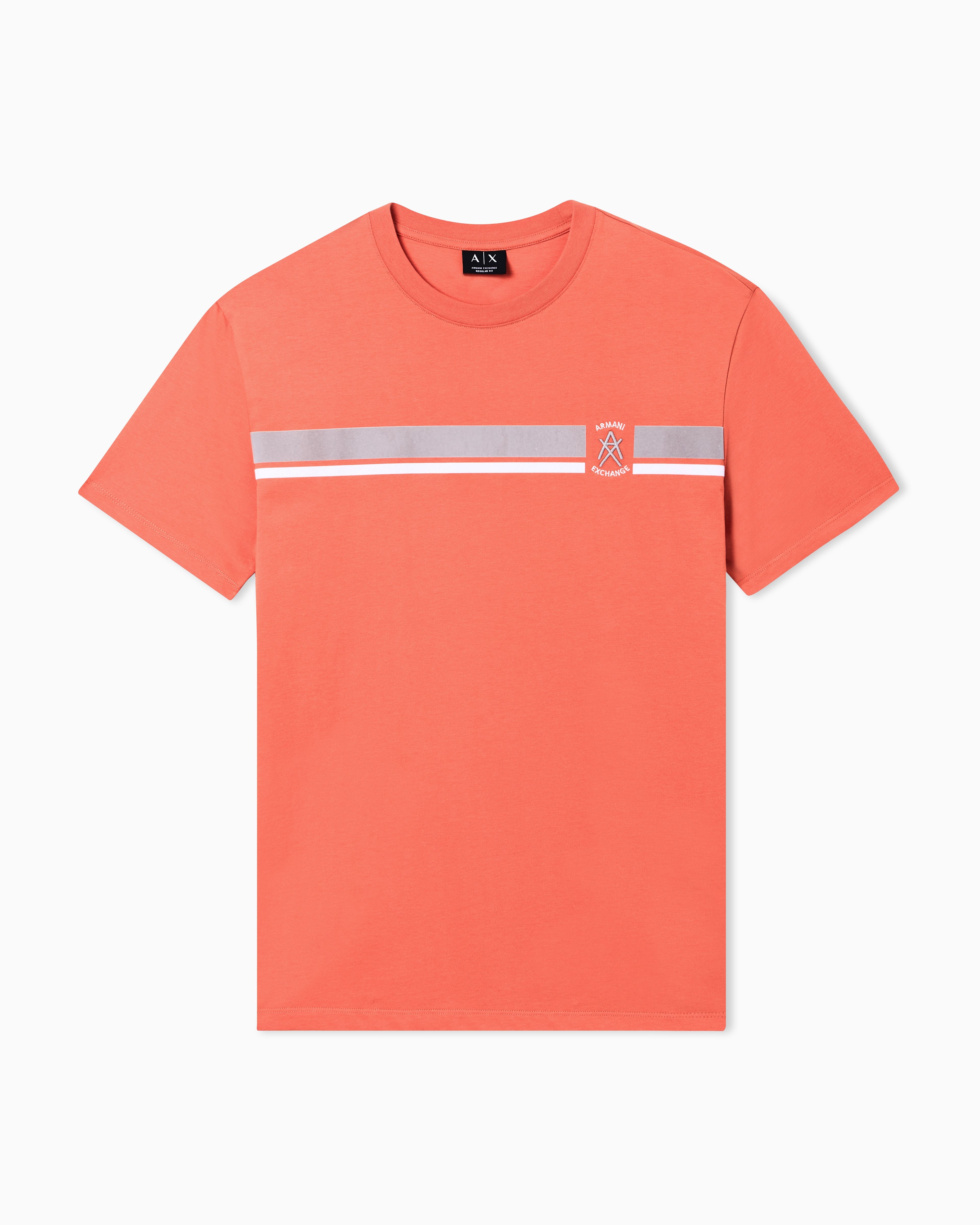 Armani Exchange Orange Regular Fit T-Shirt With Contrasting Band And Logo