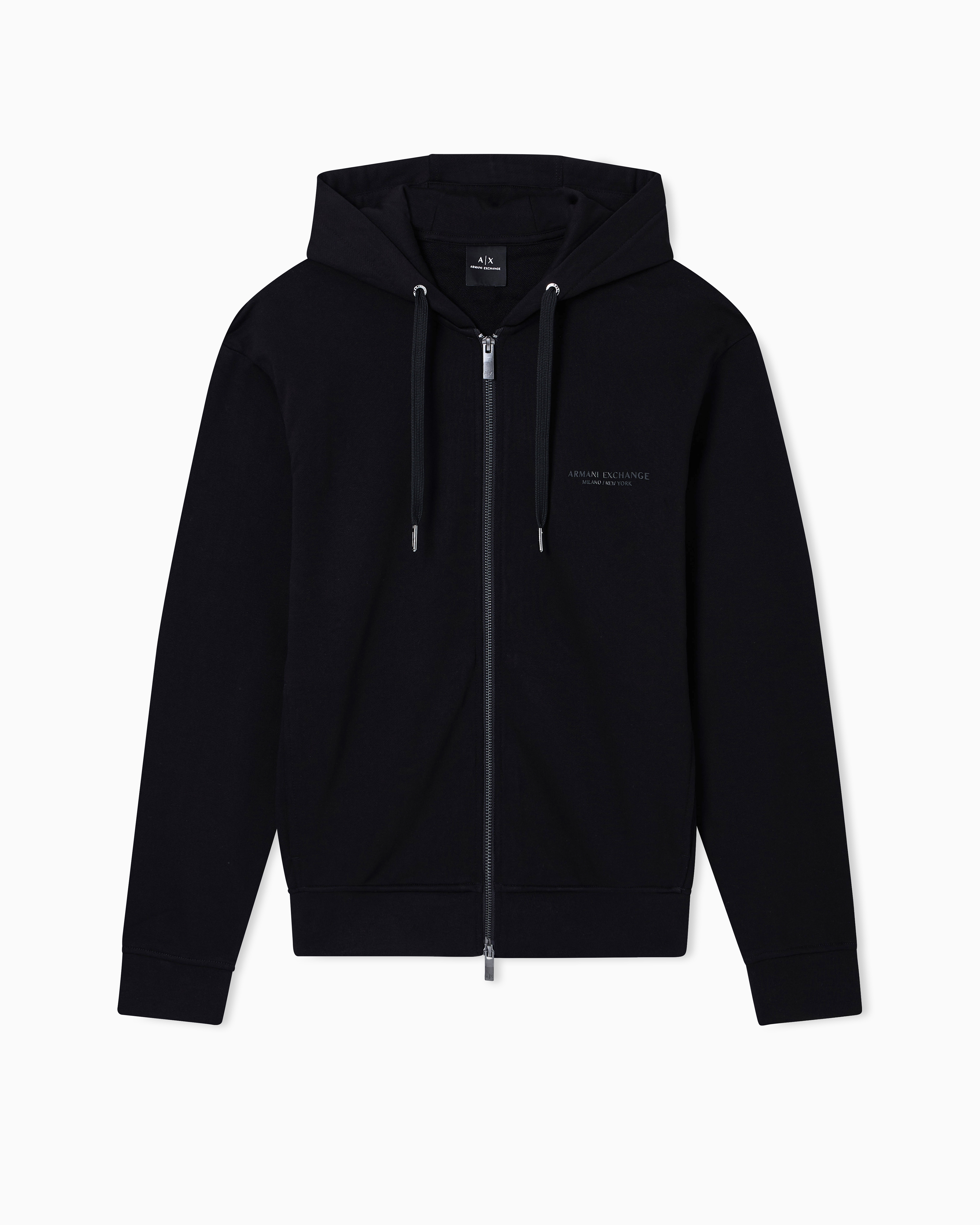 Armani Exchange Black Basic Zip-Up Hoodie