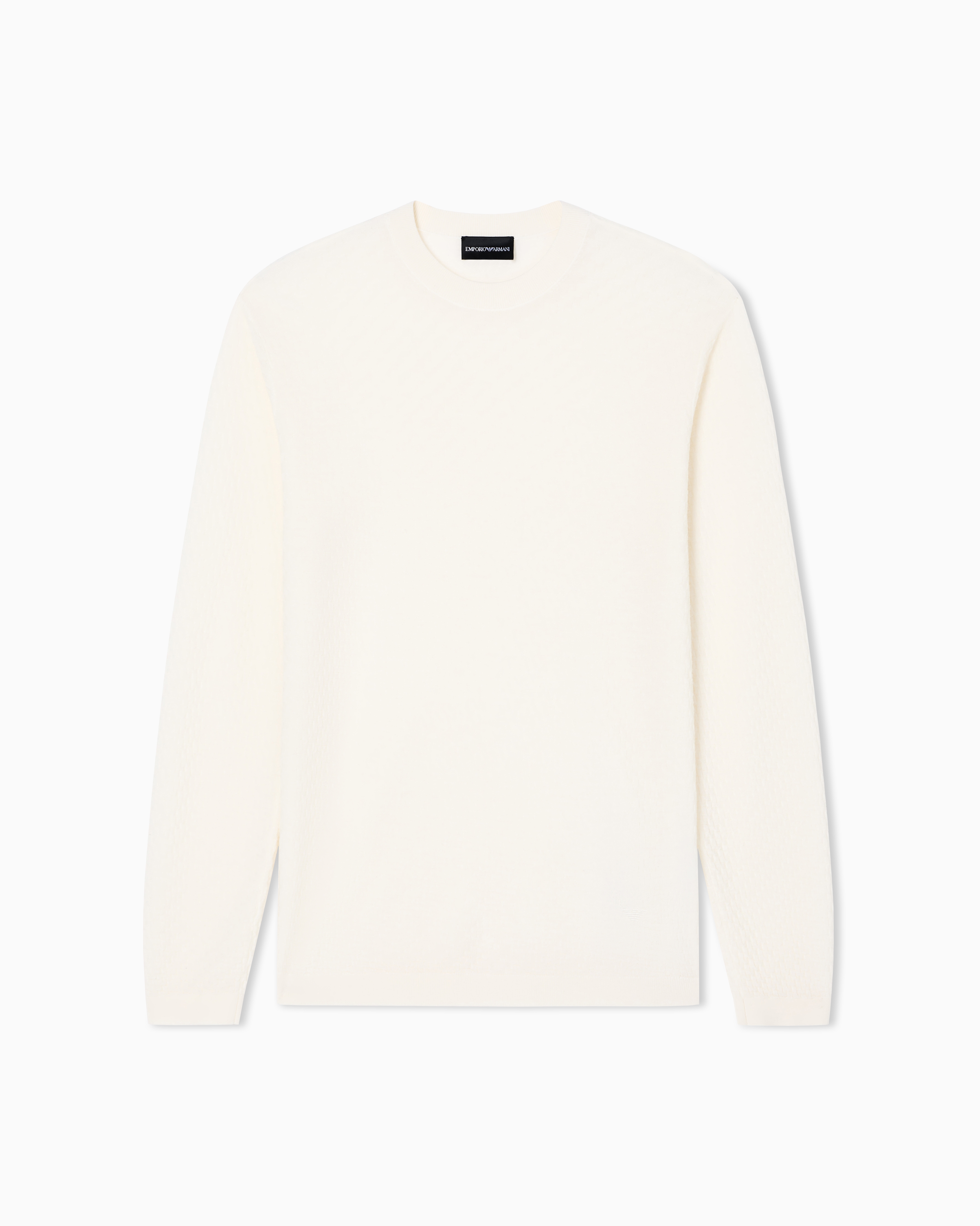 Emporio Armani Beige Virgin-Wool Jumper With A Check Motif