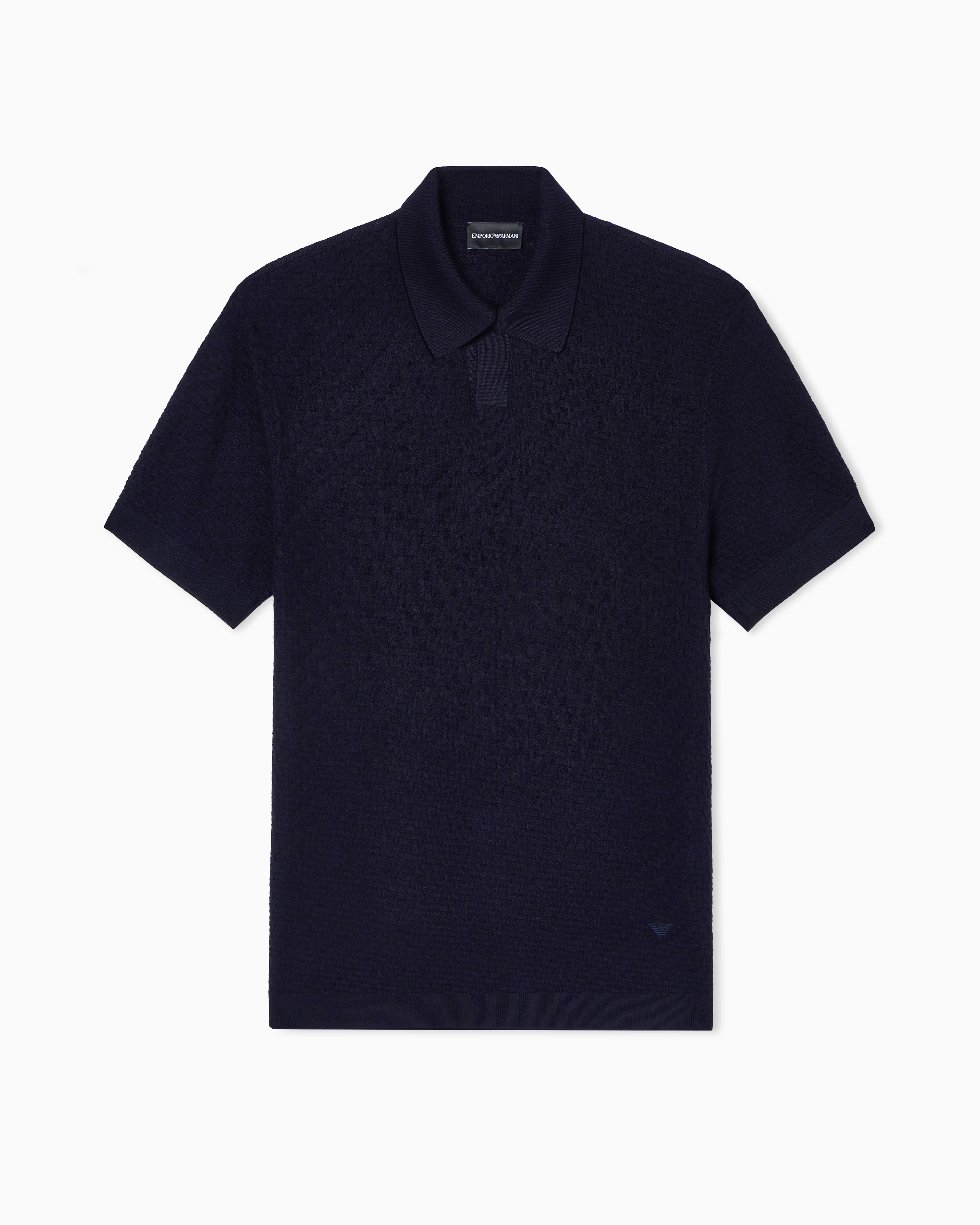 Emporio Armani Maglia Collo Polo In Lana Vergine Motivo Quadrettato