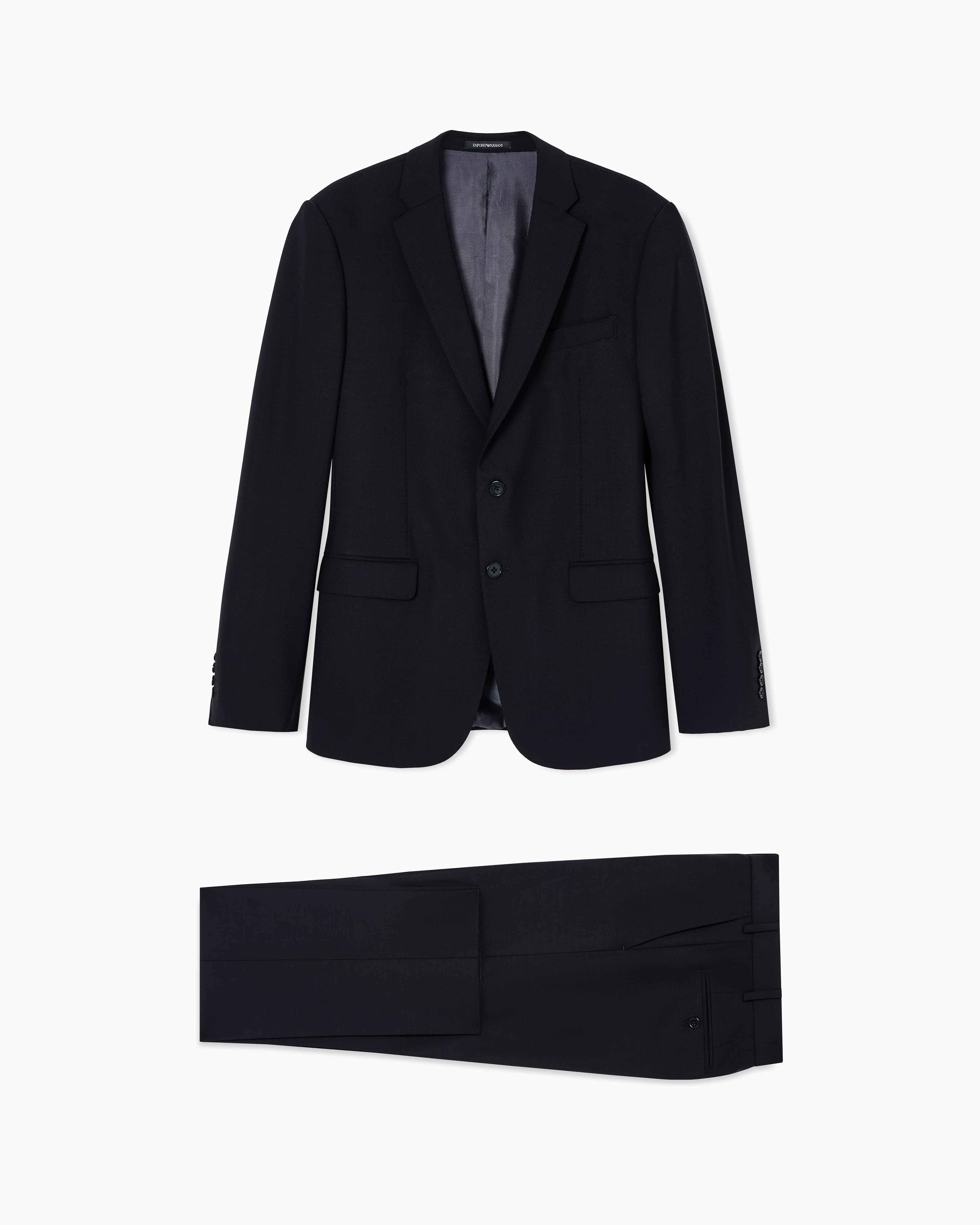 Emporio Armani Men's Black Single-Breasted Suit In Two-Way Stretch, Tropical Light Wool Canvas