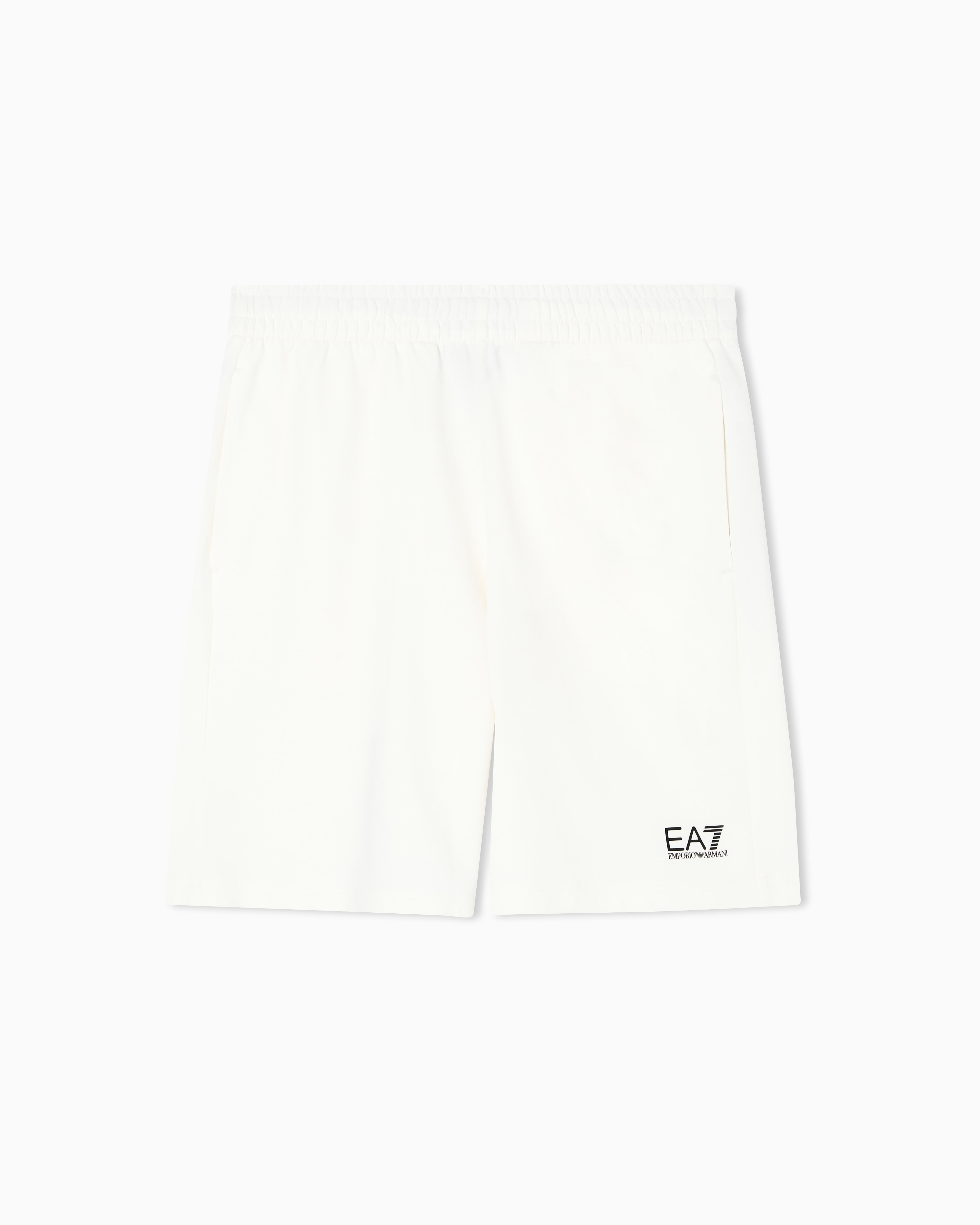 Ea7 White Core Identity Cotton Shorts