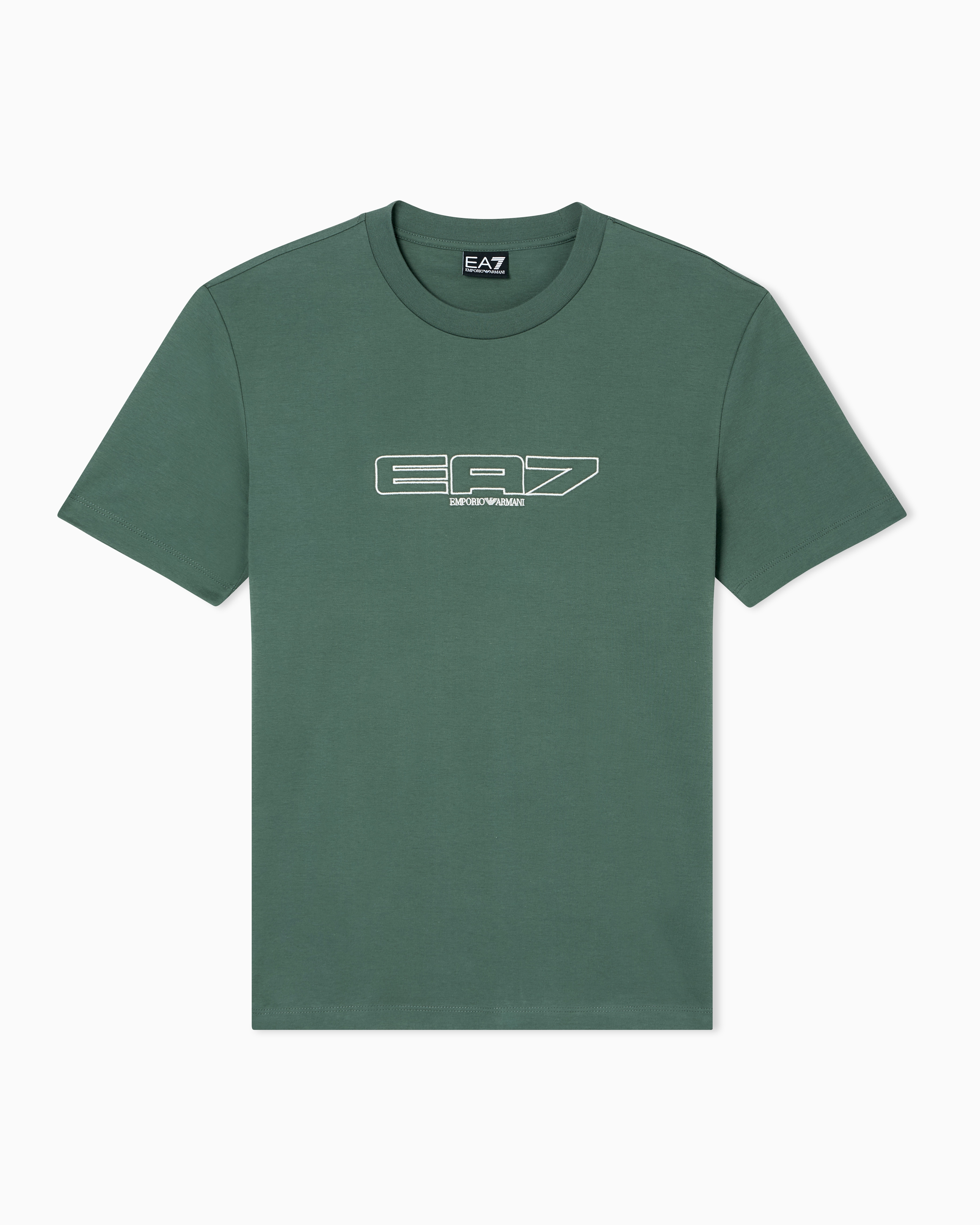 Ea7 Green Logo Series Cotton-Jersey T-Shirt