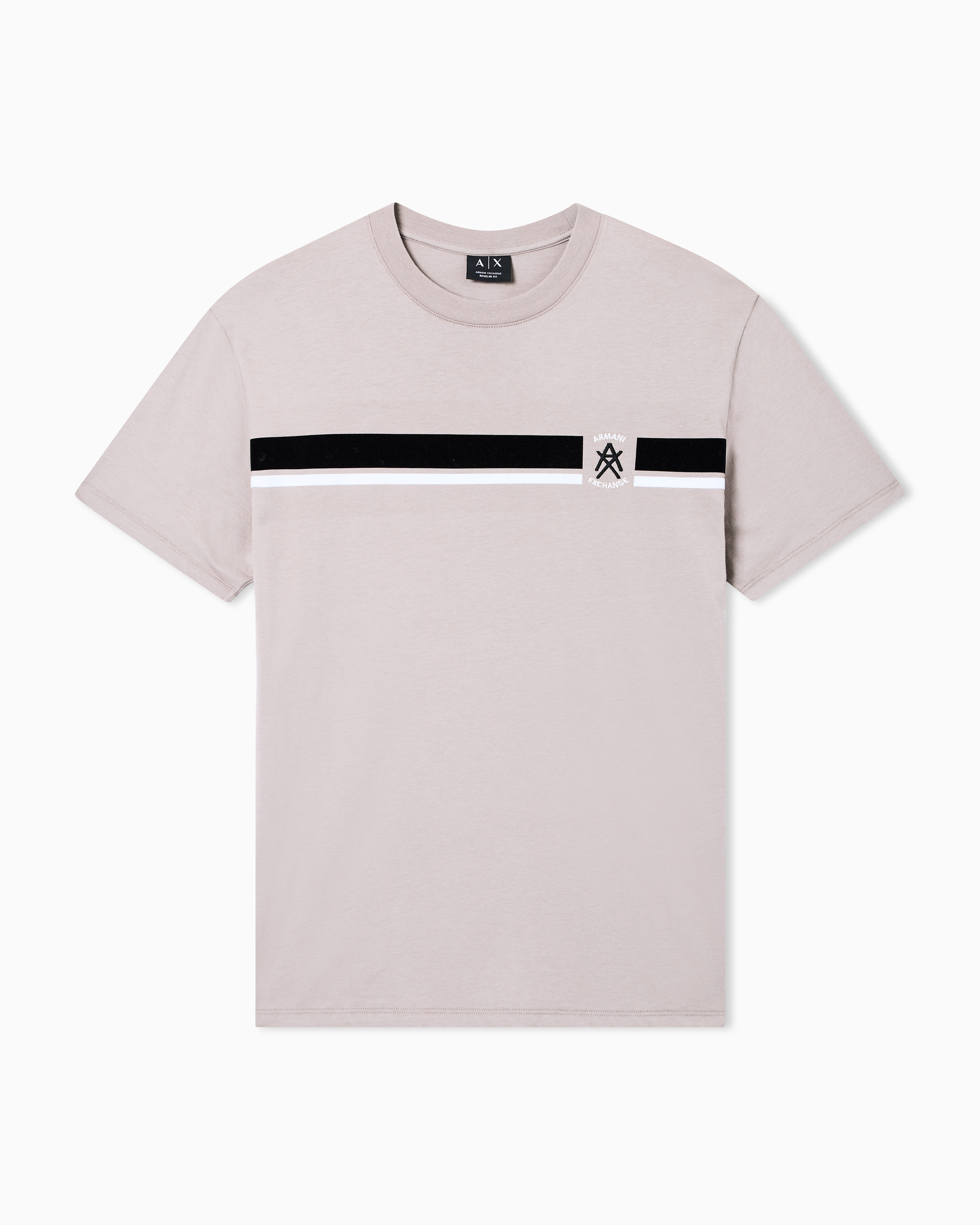 Armani Exchange Beige Regular Fit T-Shirt With Contrasting Band And Logo