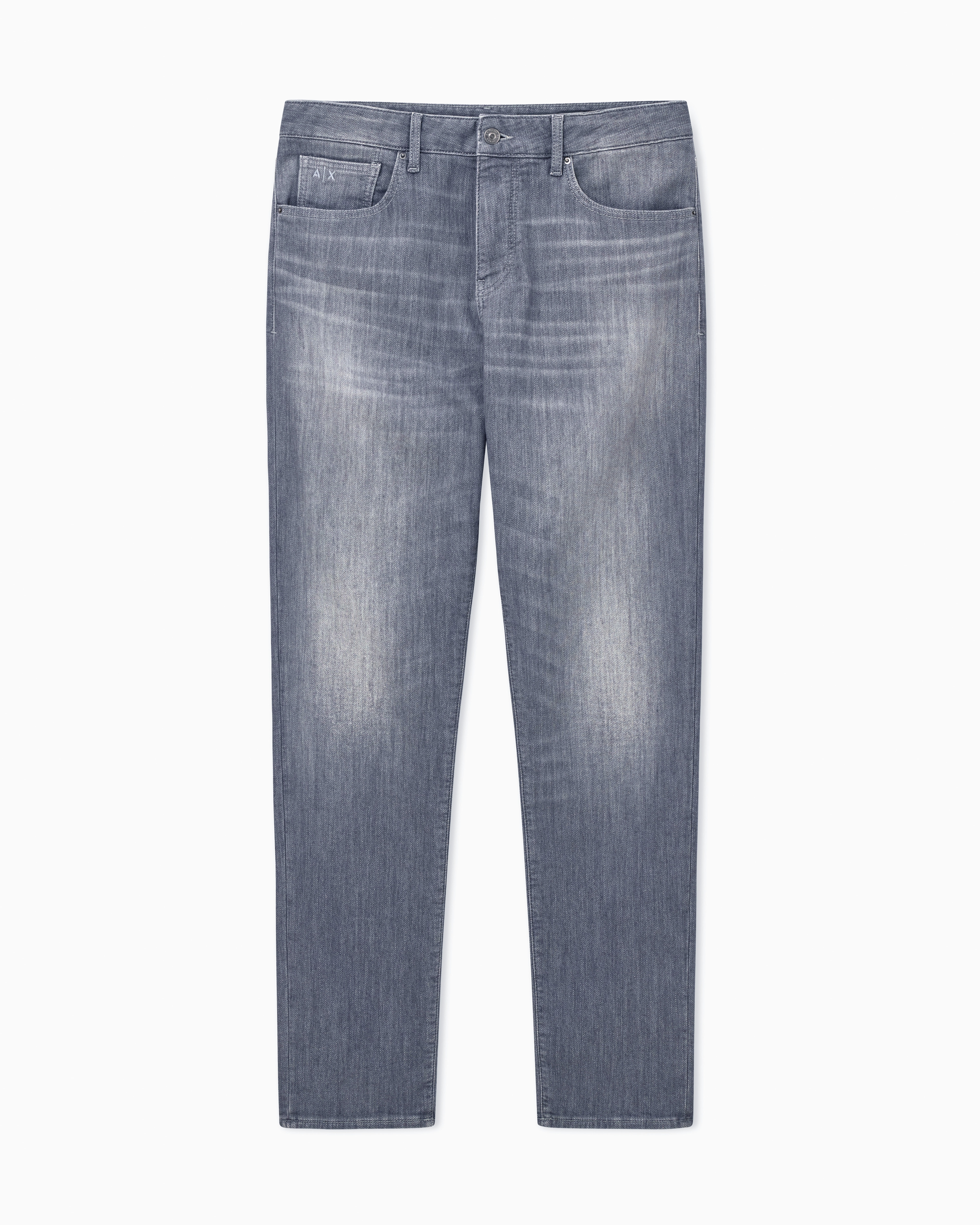 Armani Exchange Men's Grey Slim Jeans Denim Comfort Fleece Gray Delavé