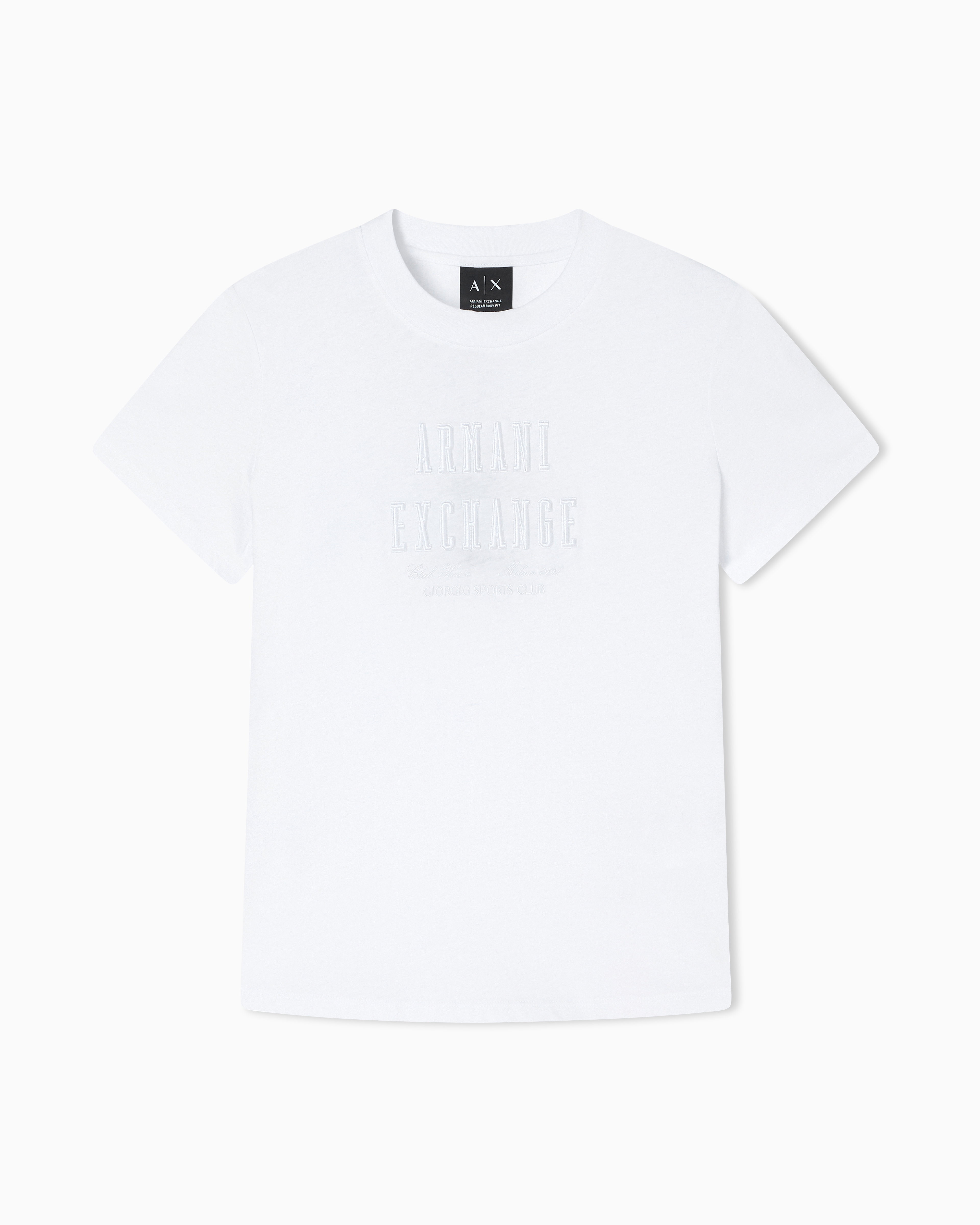 Armani Exchange White Relaxed Fit T-Shirt In Cotton Jersey