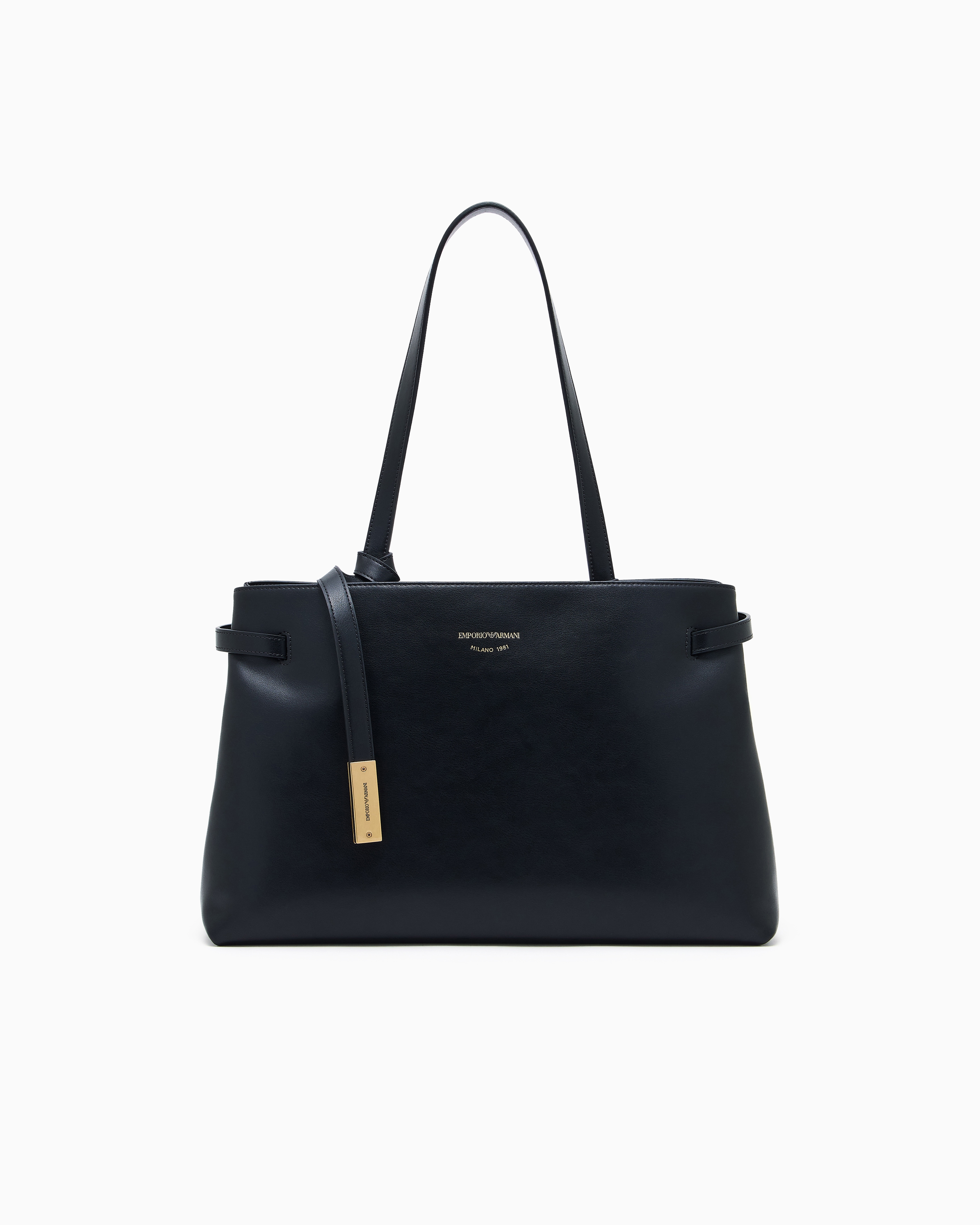 Emporio Armani Black Smooth Leather Handbag