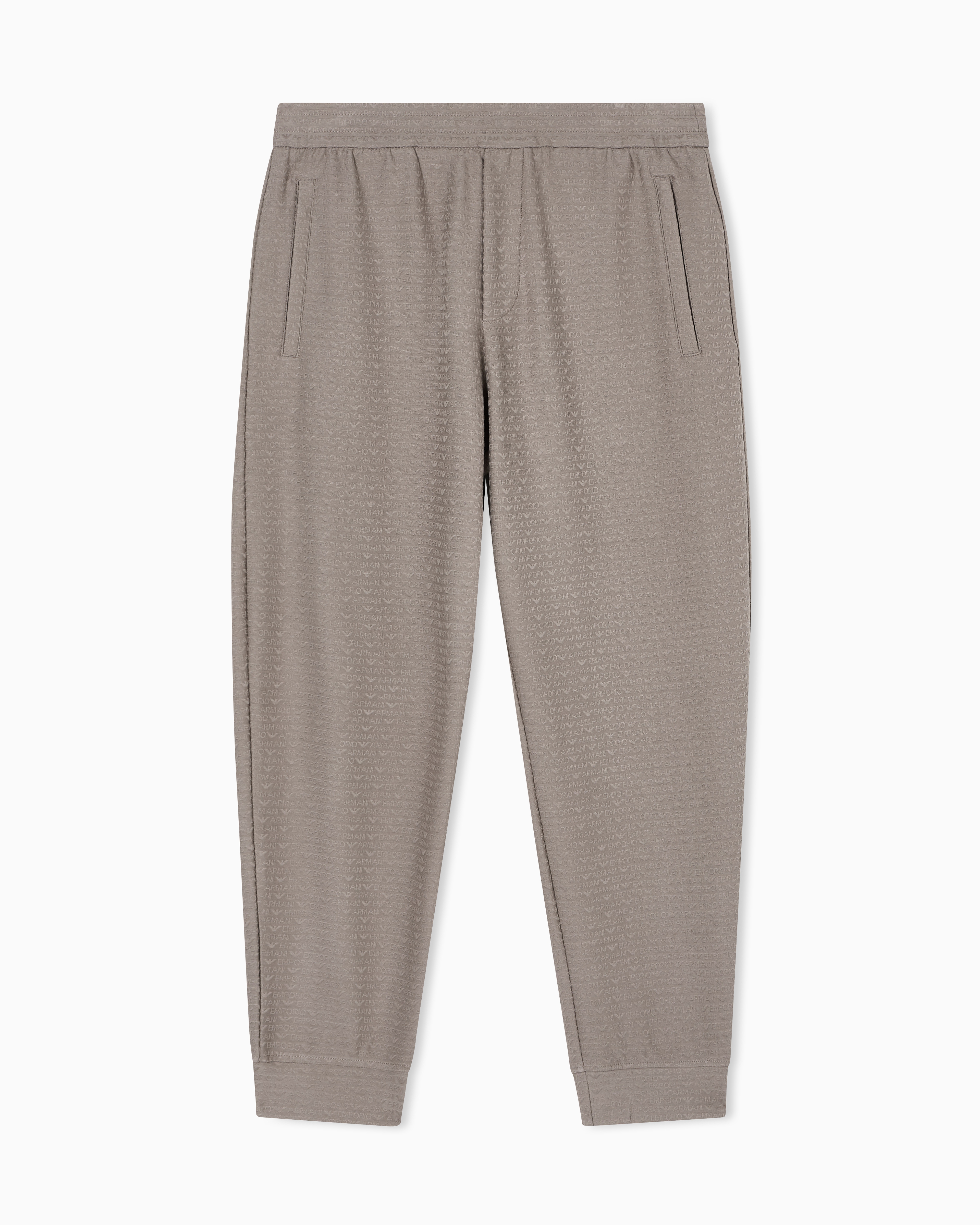Emporio Armani Men's Grey Lyocell-Blend Interlock-Jersey Joggers With Jacquard Lettering