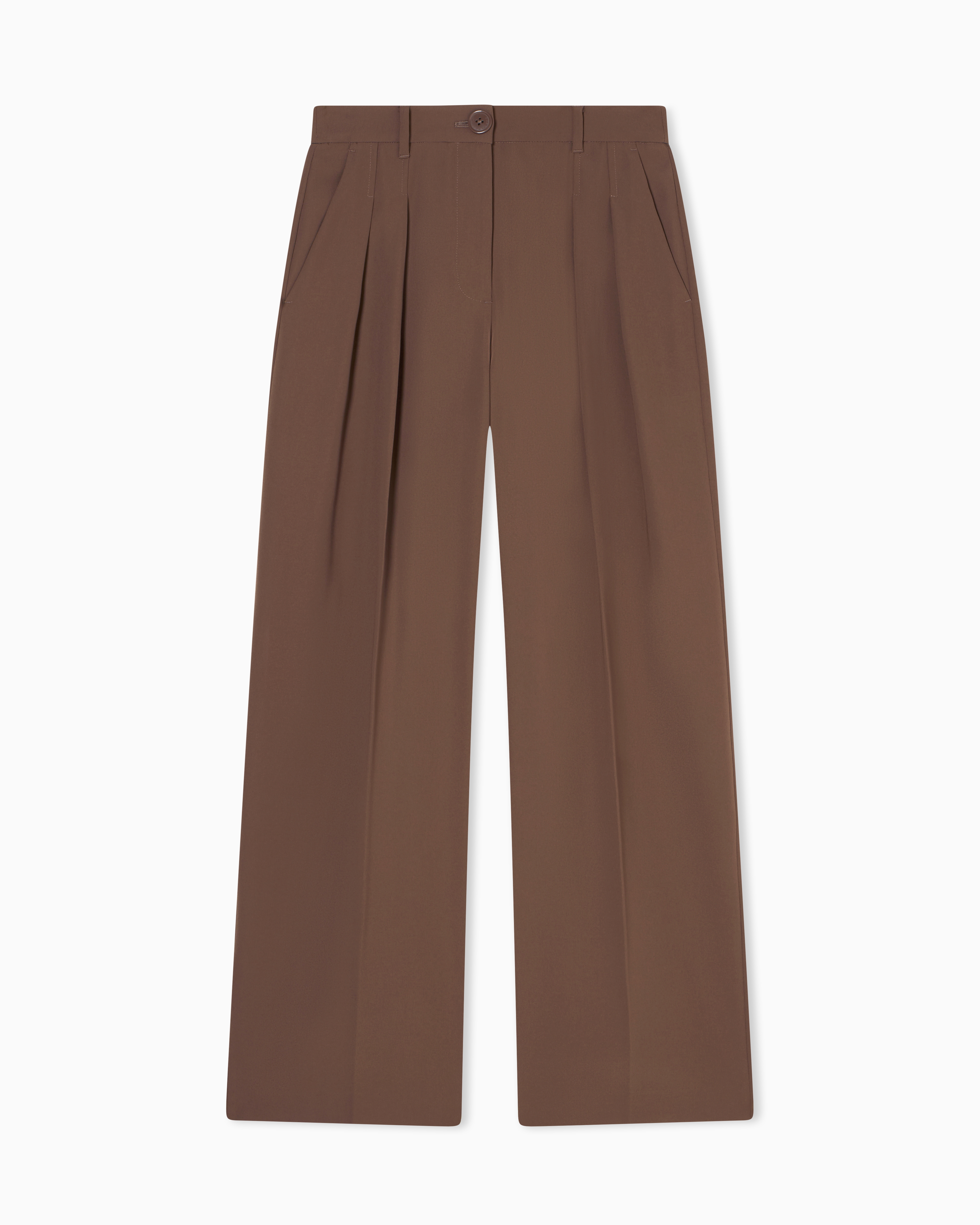 Armani Exchange Brown Classic Trousers In Recycled Heavy Georgette