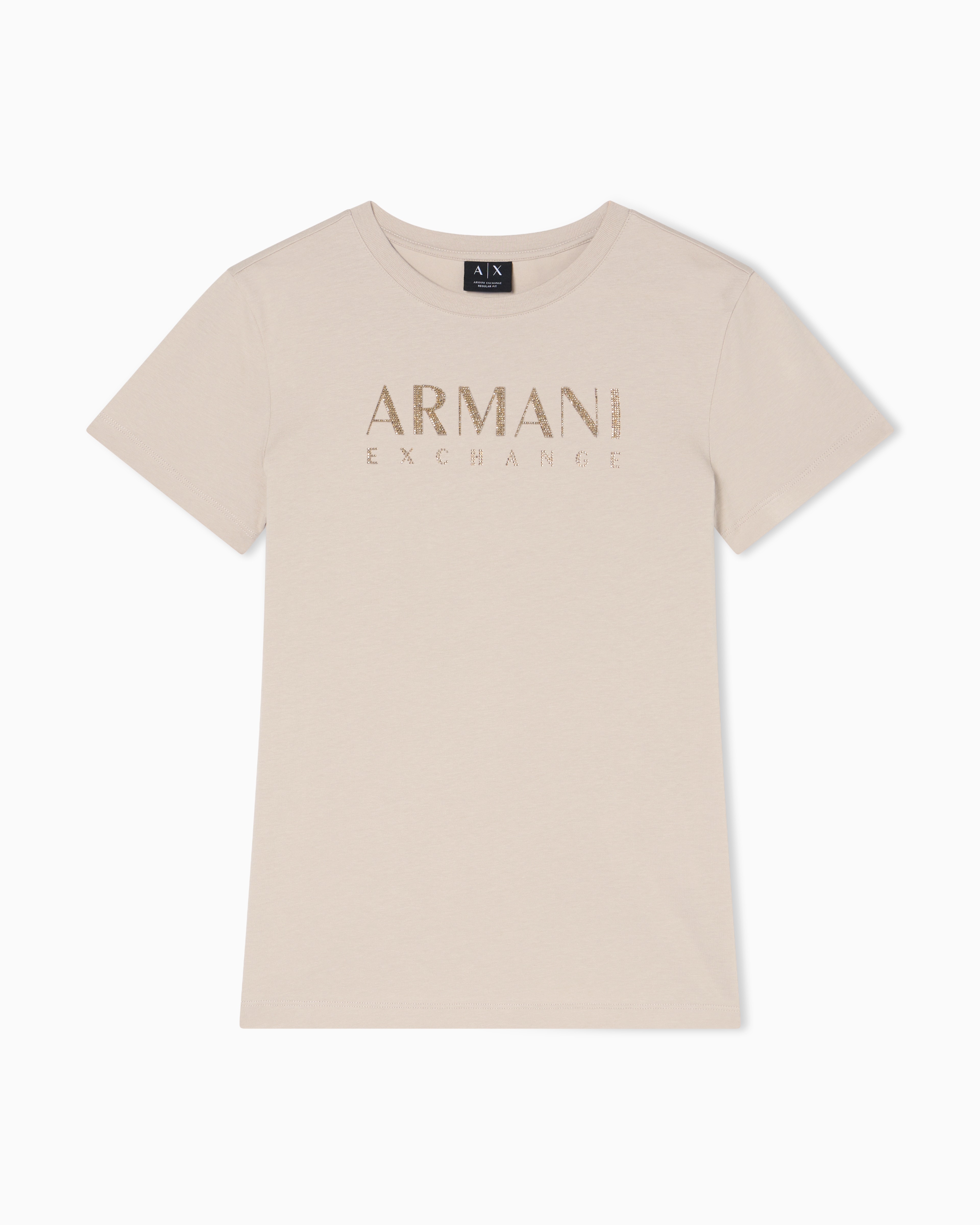 Armani Exchange Beige Regular Fit T-Shirt In Cotton Jersey
