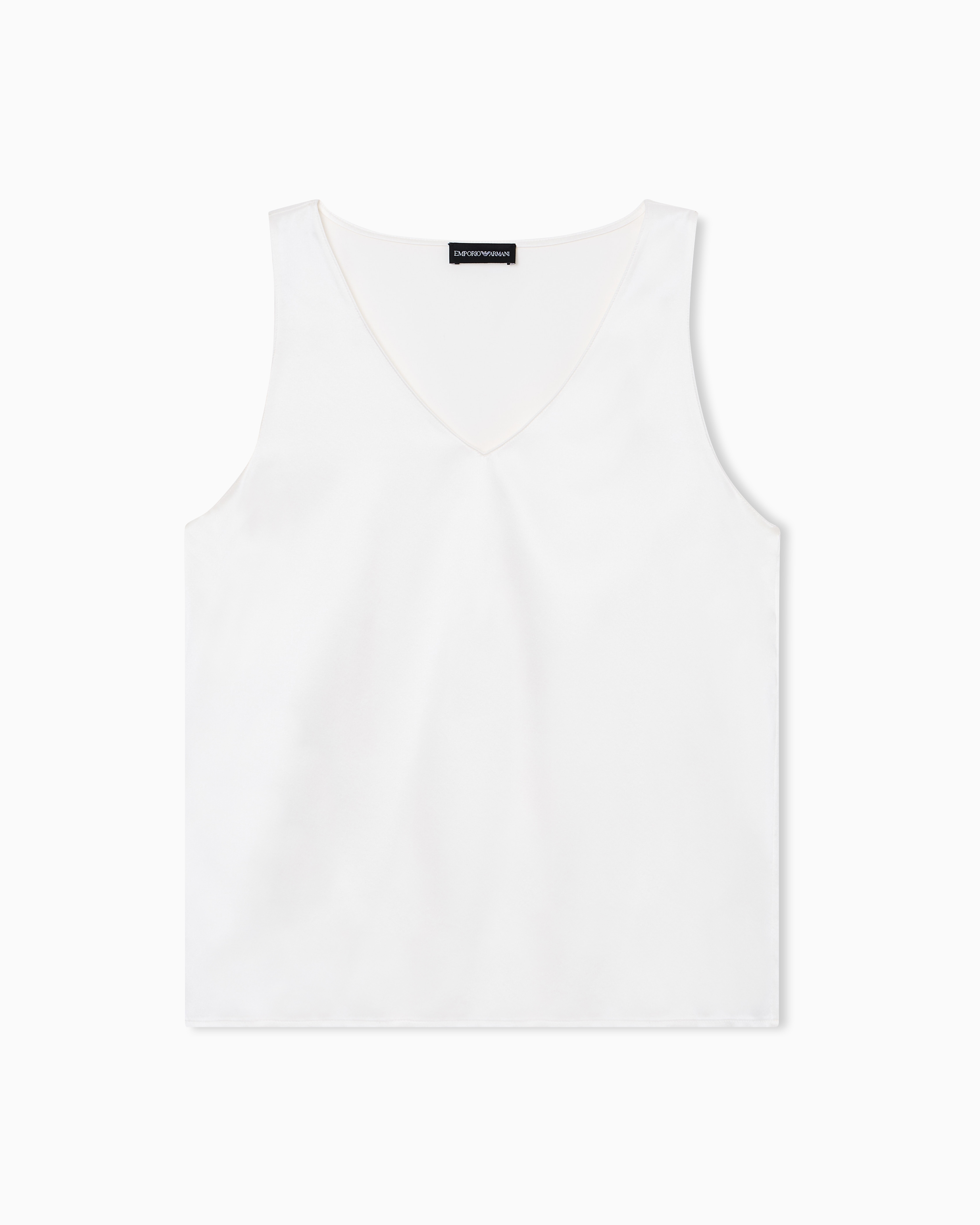 Emporio Armani Top In Raso Di Seta Smanicato Con Scollo A V