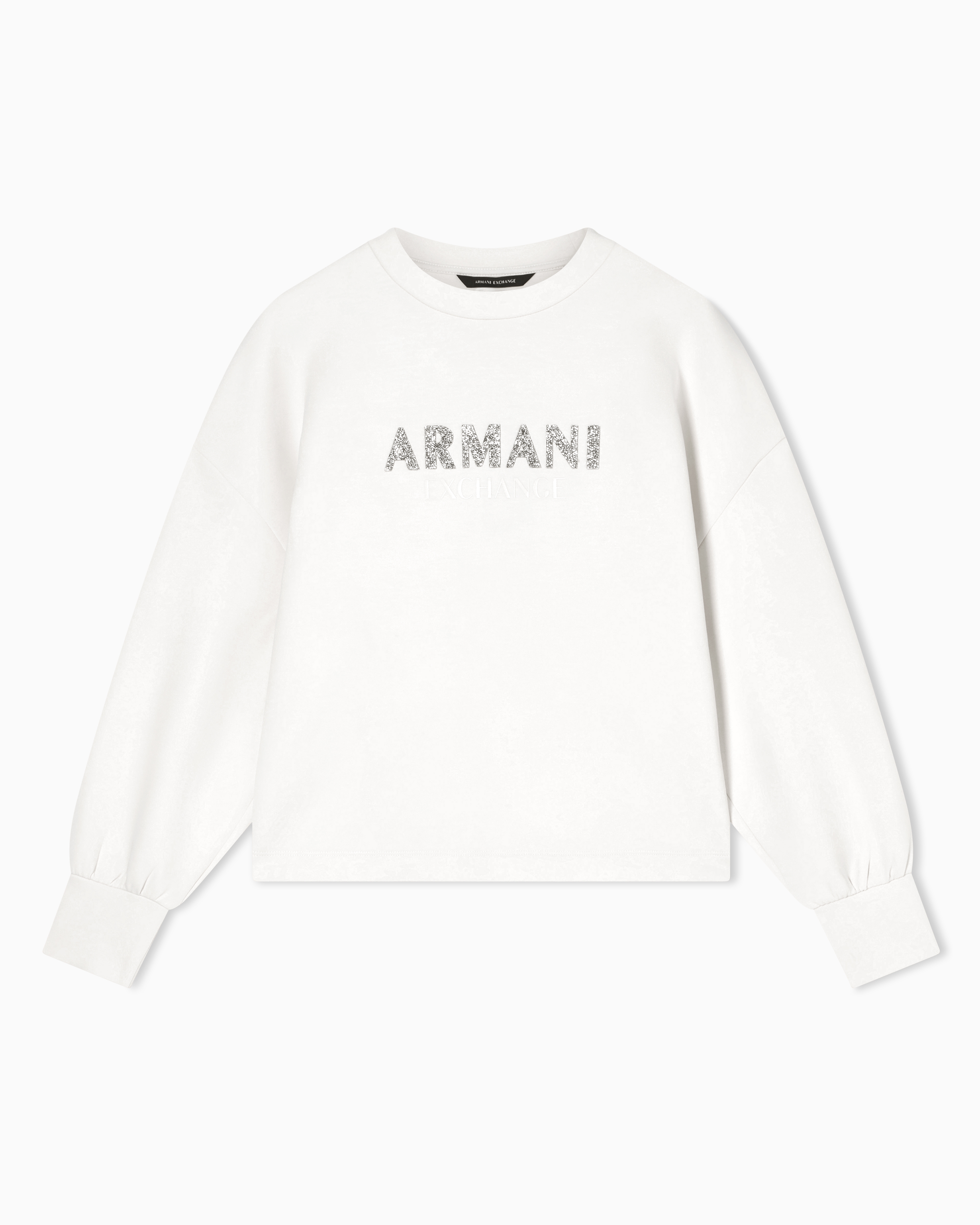 Armani Exchange White Crewneck Sweatshirt In Scuba Fabric