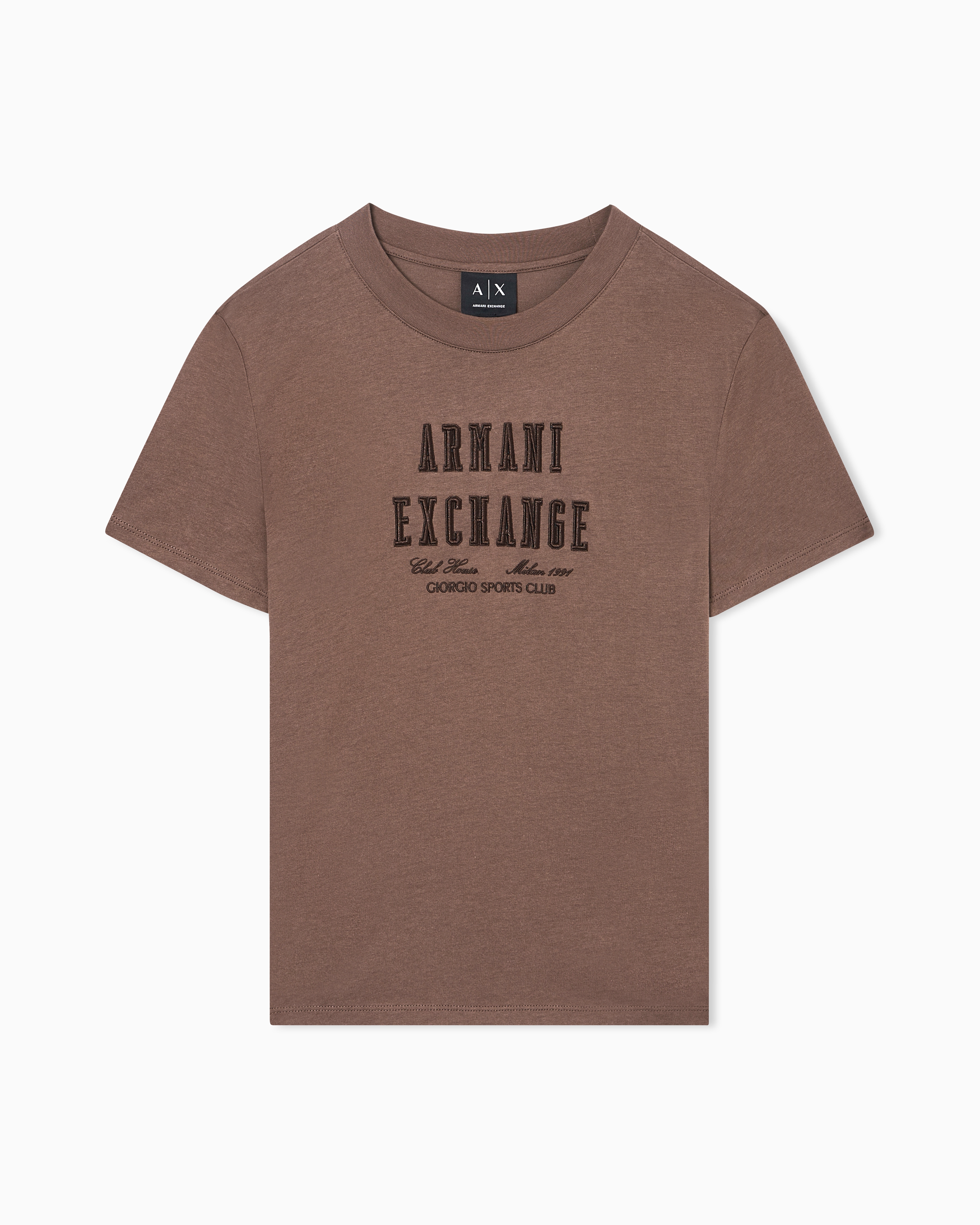 Armani Exchange Brown Relaxed Fit T-Shirt In Cotton Jersey