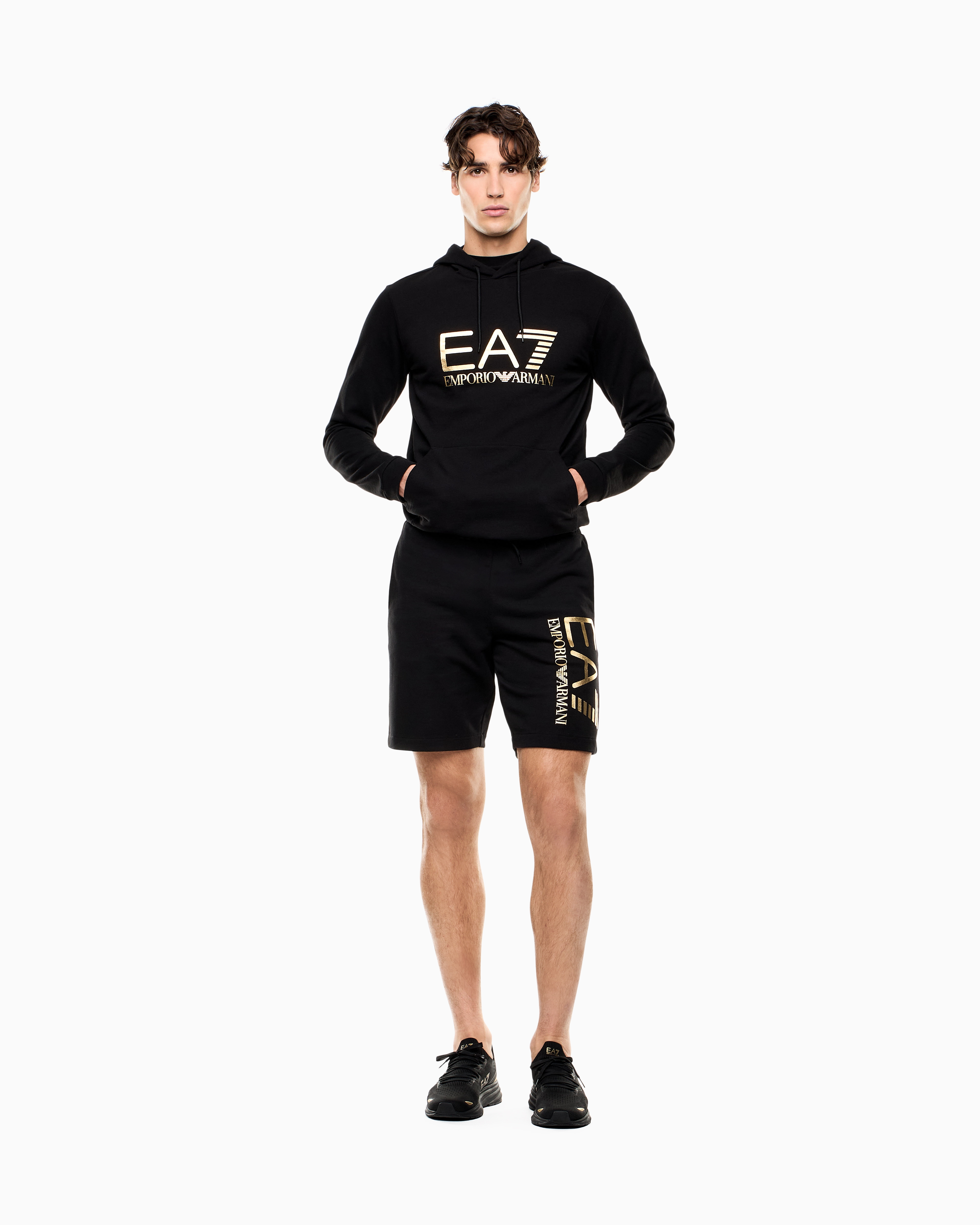 Slim fit hoodie Core Identity in cotton with big logo | EA7