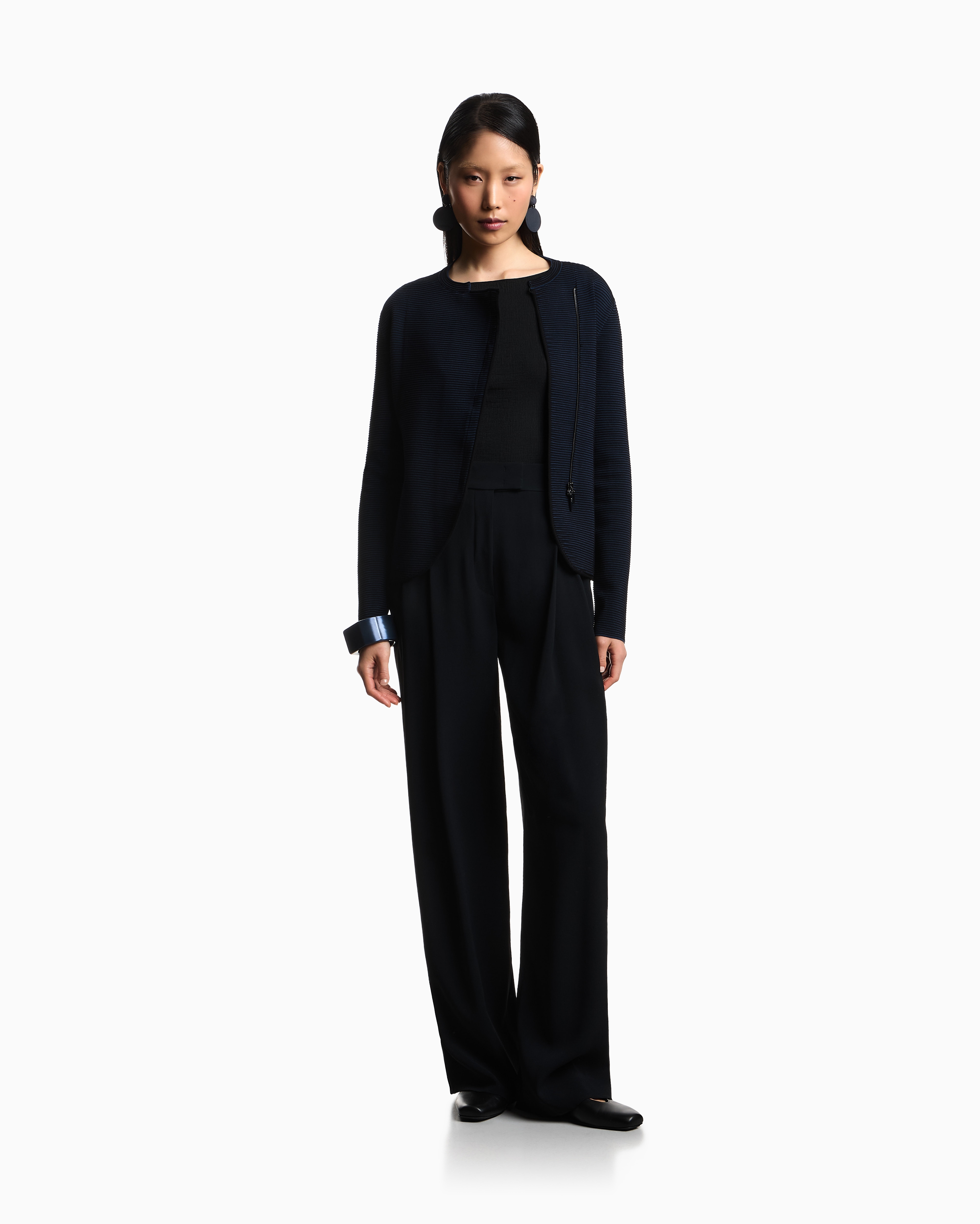 Emporio Armani Geometric Pattern Boat-neck Textured Knit Jumper In Black