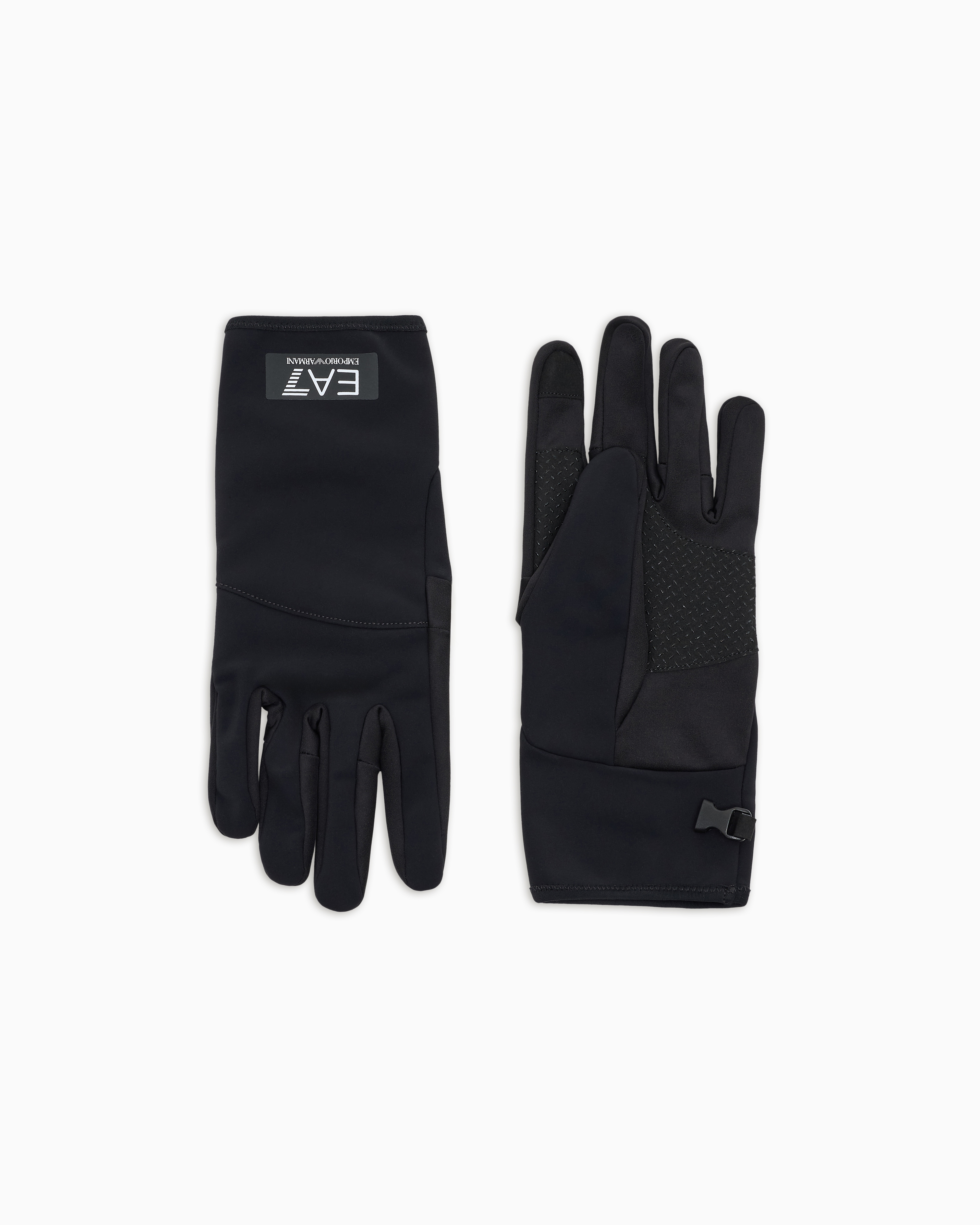 Ea7 Unisex Black Technical Fabric Gloves